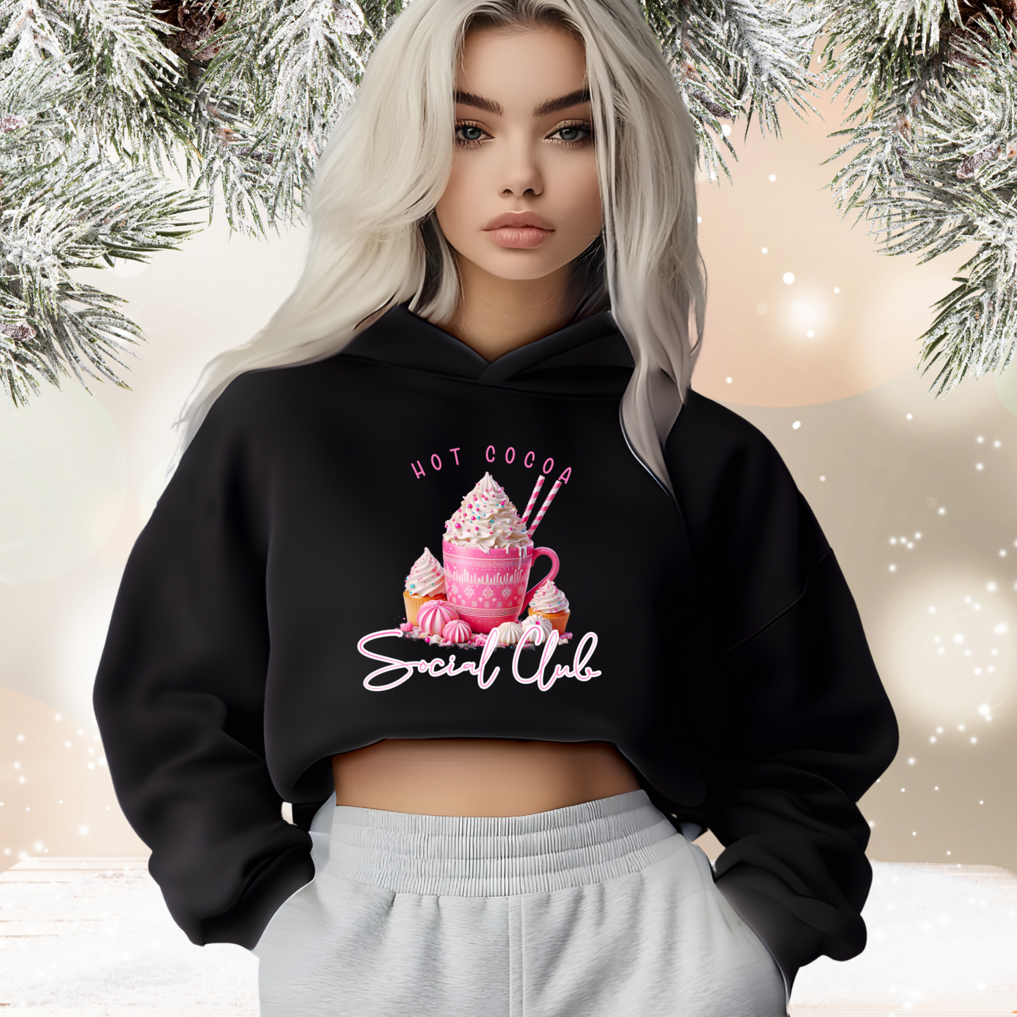 Hot Cocoa Social Club Crop Hoodie