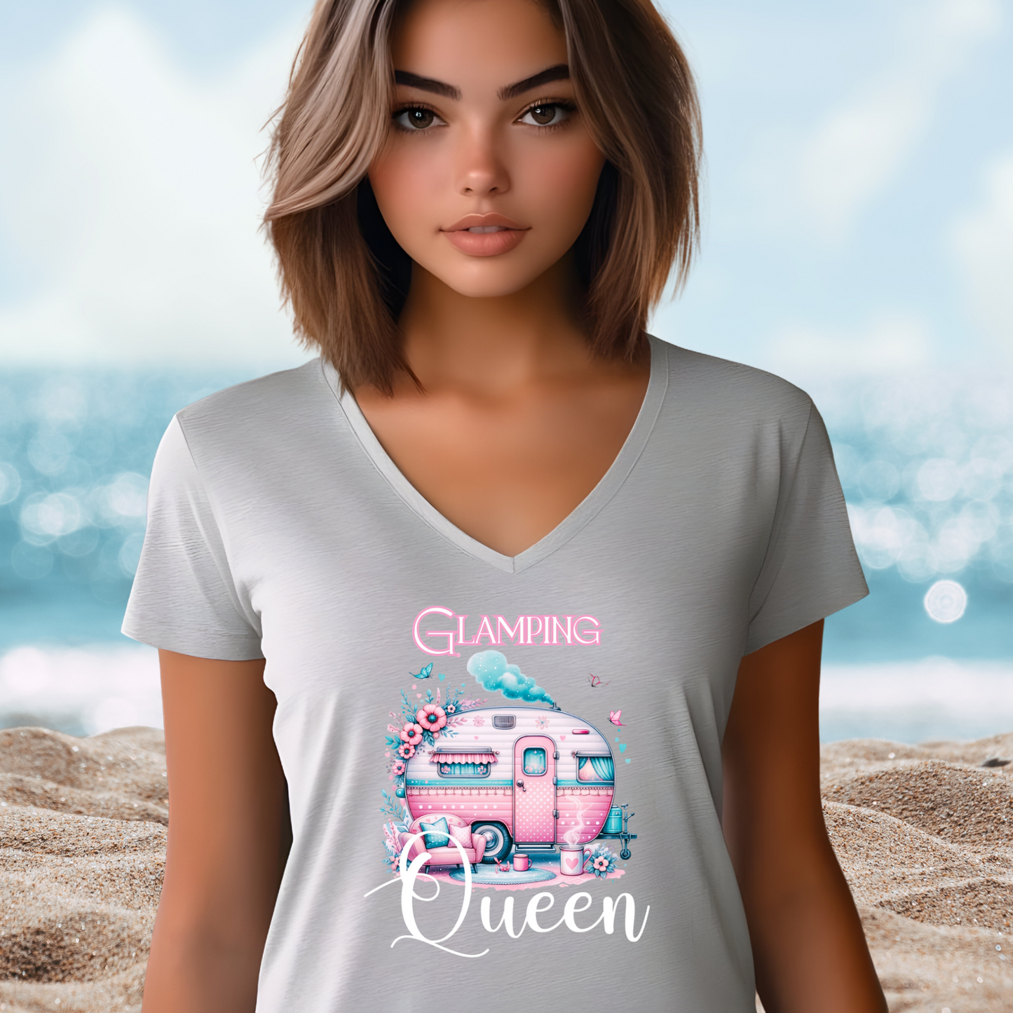 Glamping Queen V-Neck Tee