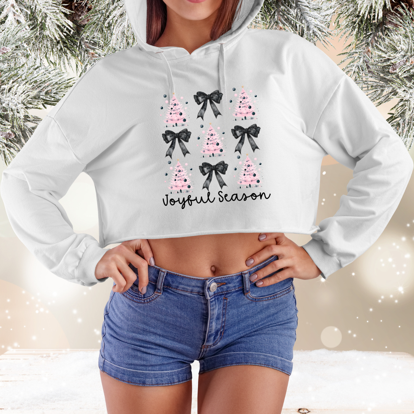 Joyful Season Crop Hoodie