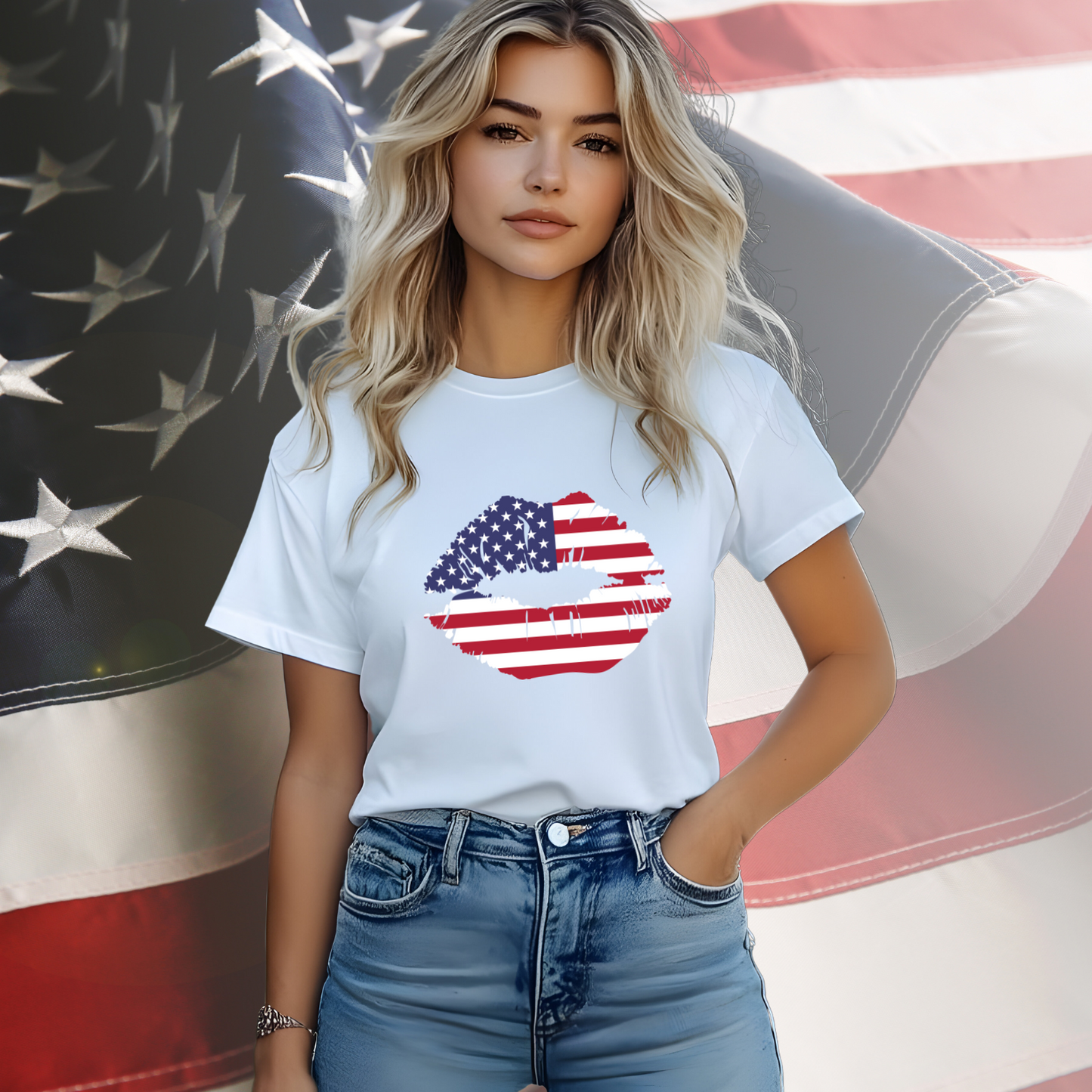 American Flag Lips T-Shirt