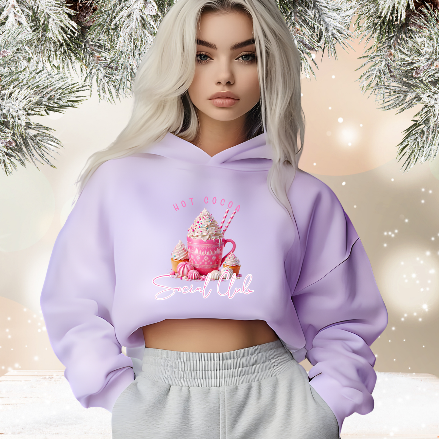 Hot Cocoa Social Club Crop Hoodie