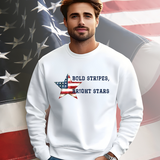 Bold Stripes Bright Stars Crewneck Sweatshirt
