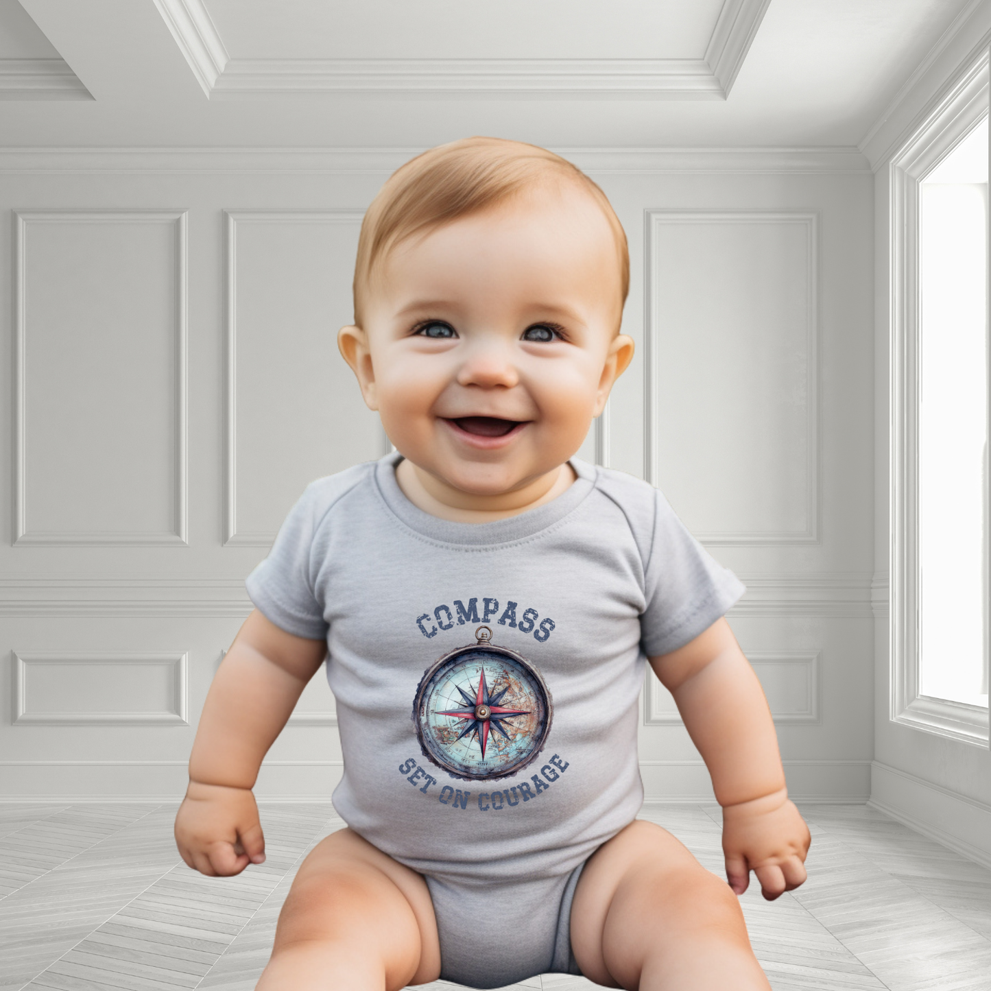 Compass Set On Courage Infant Short Sleeve Onesie