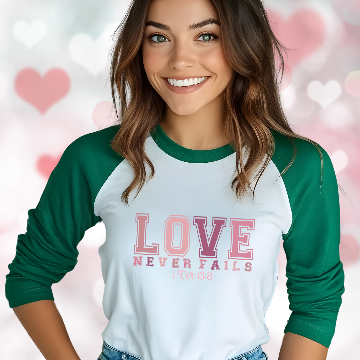Love Never Fails Baseball Tee