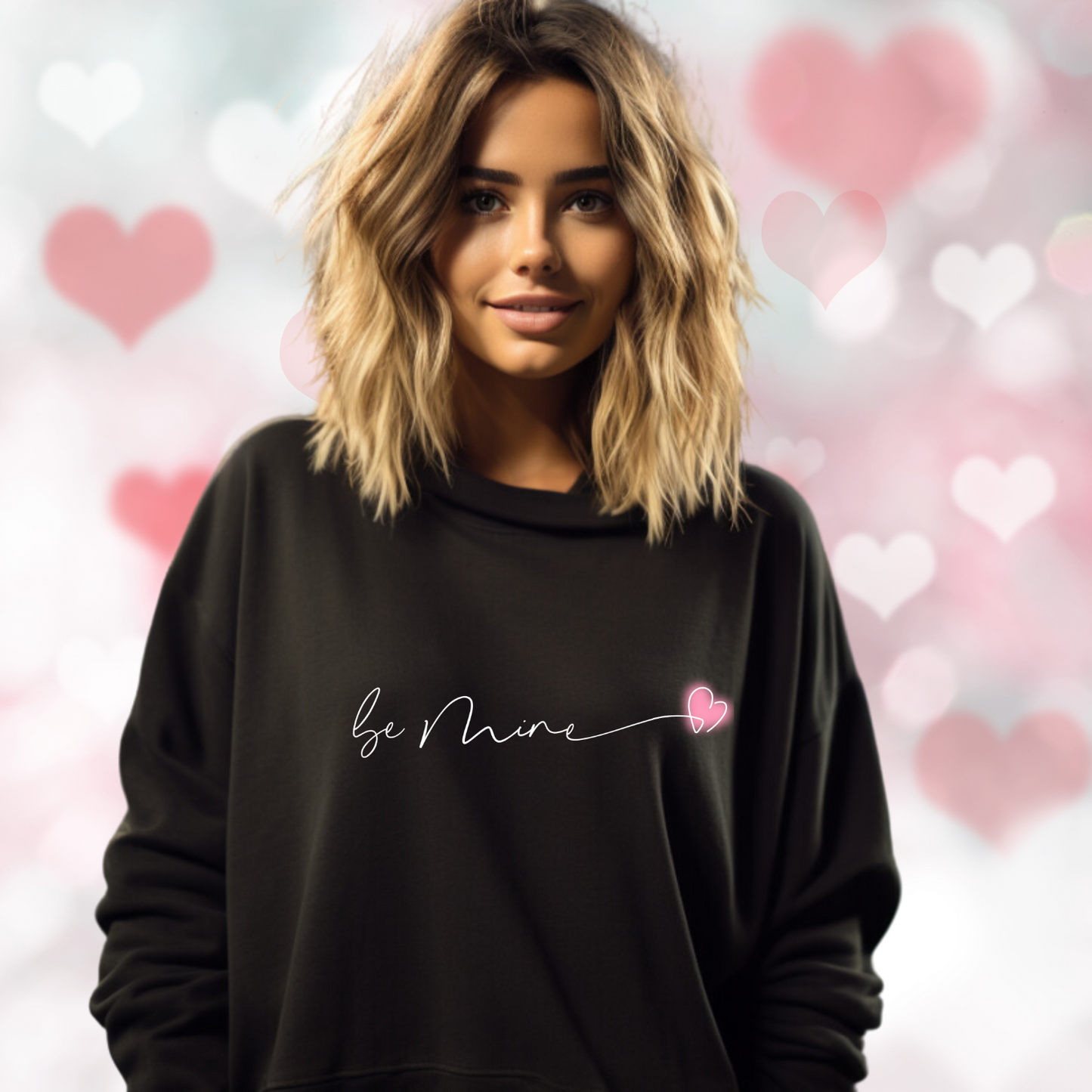 Be Mine Pink Heart Crewneck Sweatshirt