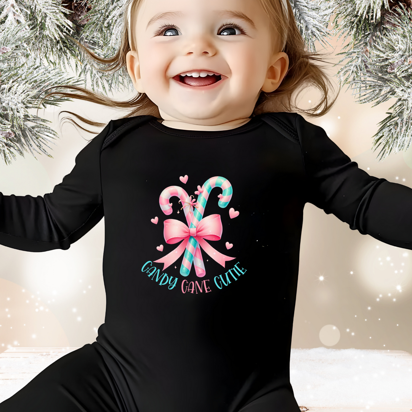 Candy Cane Cutie Infant Long Sleeve Onesie