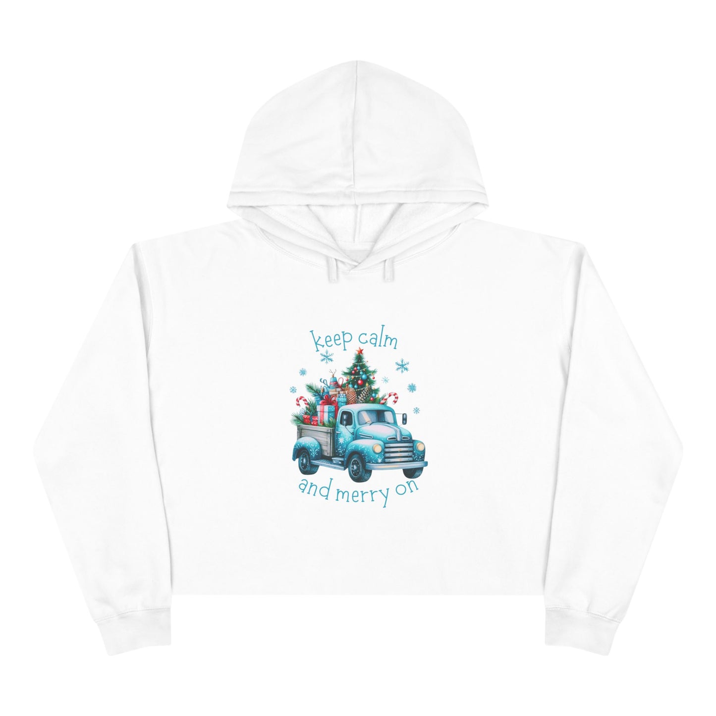Keep Calm And Merry On Crop Hoodie