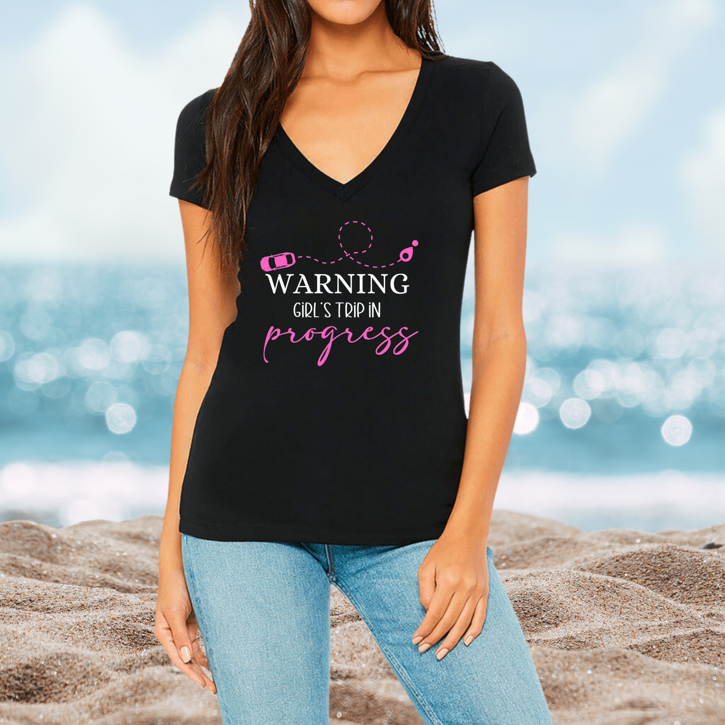 Warning Girls Trip in Progress  V-Neck Tee