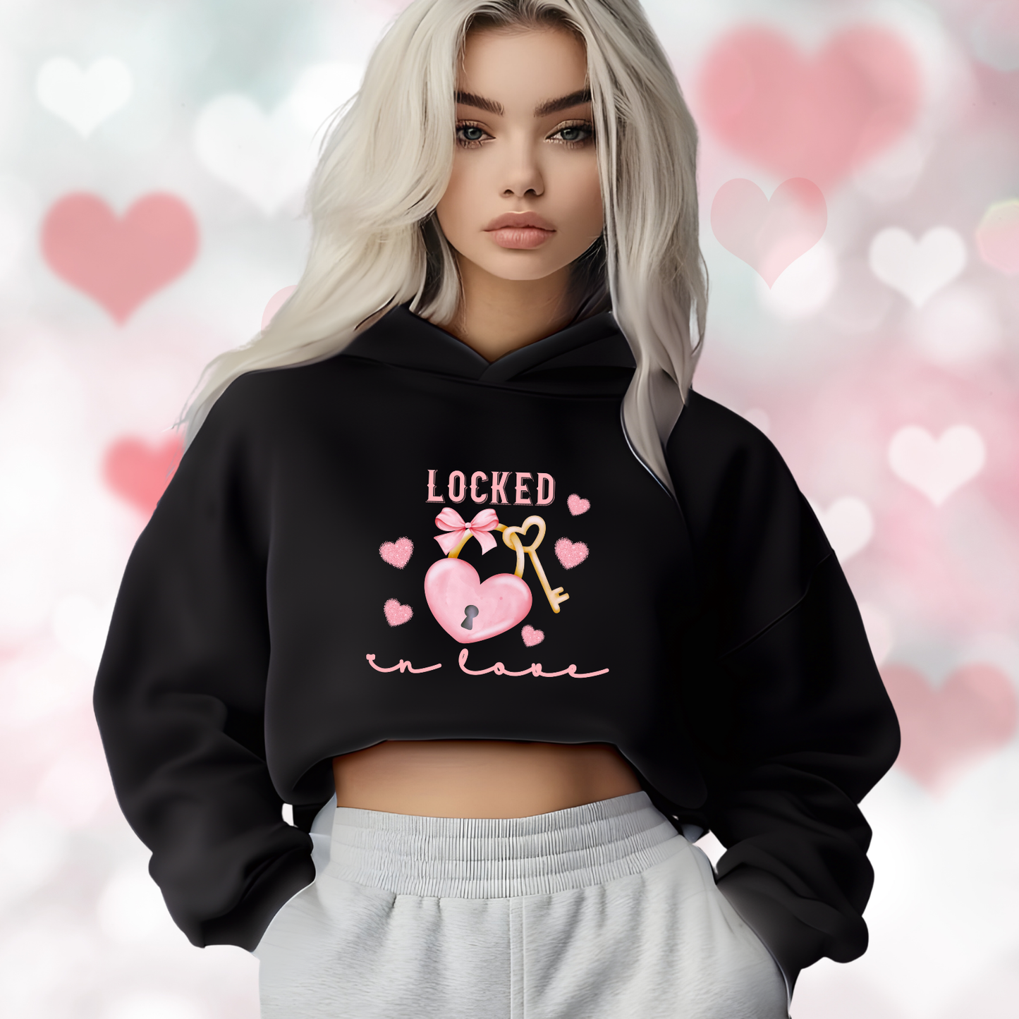 Locked In Love Crop Hoodie
