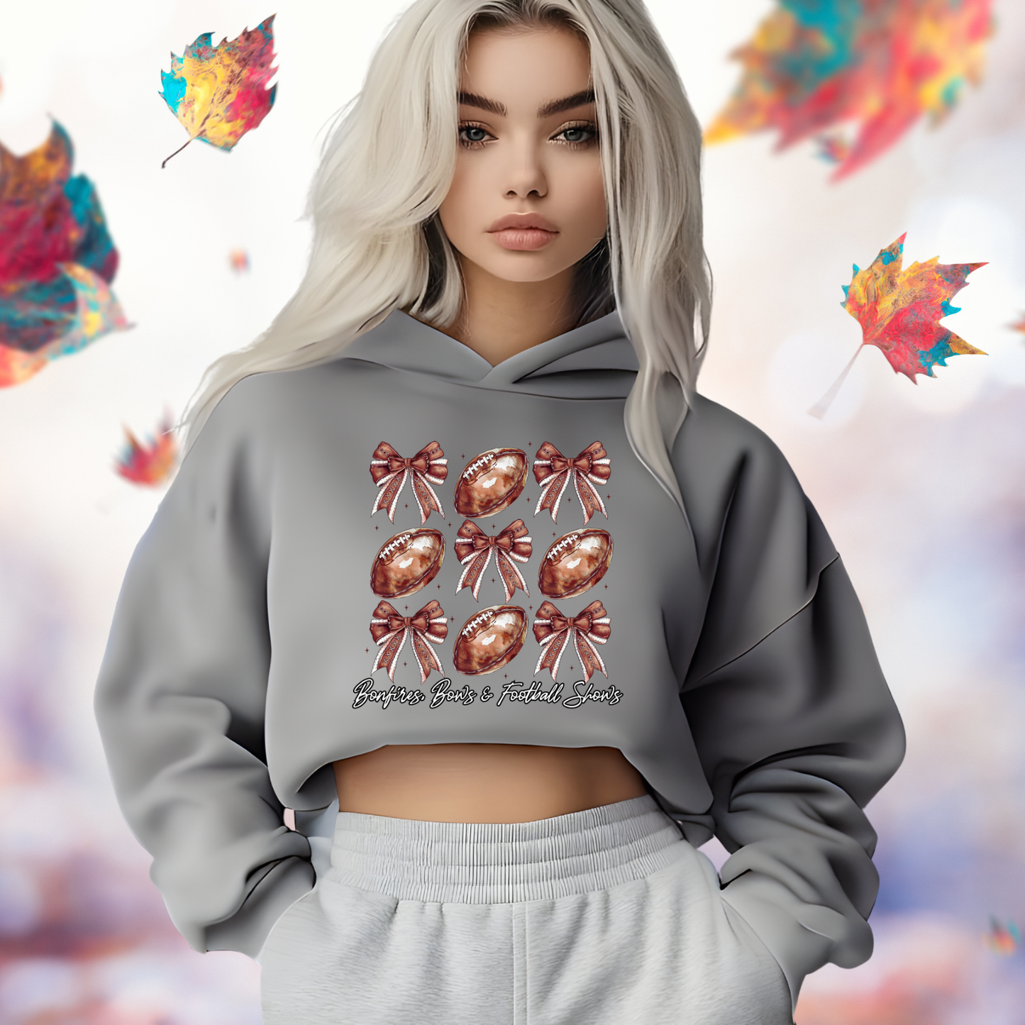 Bonfires, Bows, & Football Shows Crop Hoodie