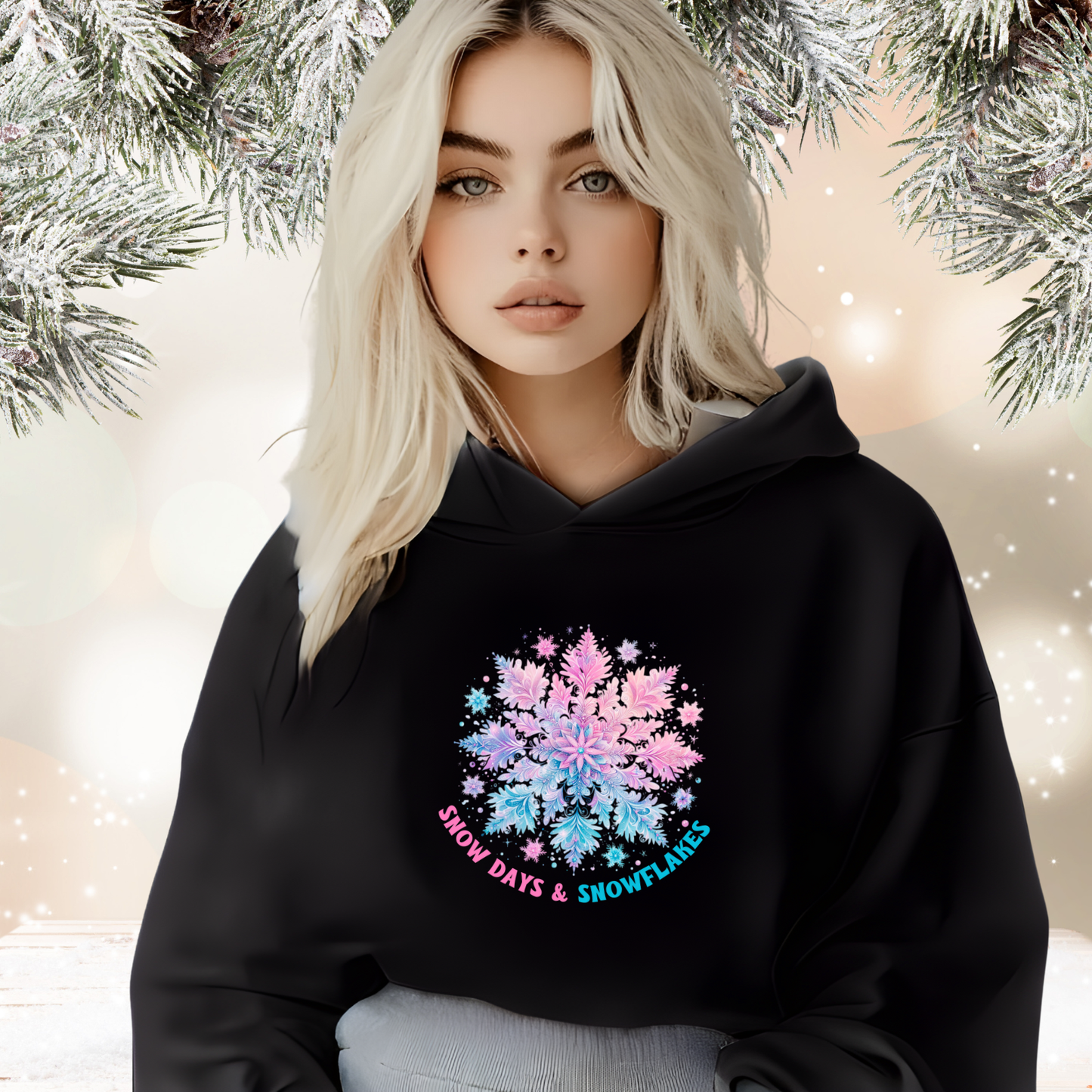 Snow Days & Snowflakes Crop Hoodie