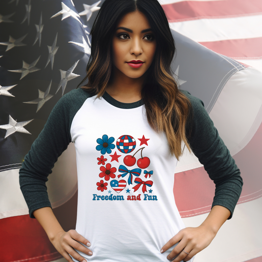 Freedom And Fun Baseball Tee