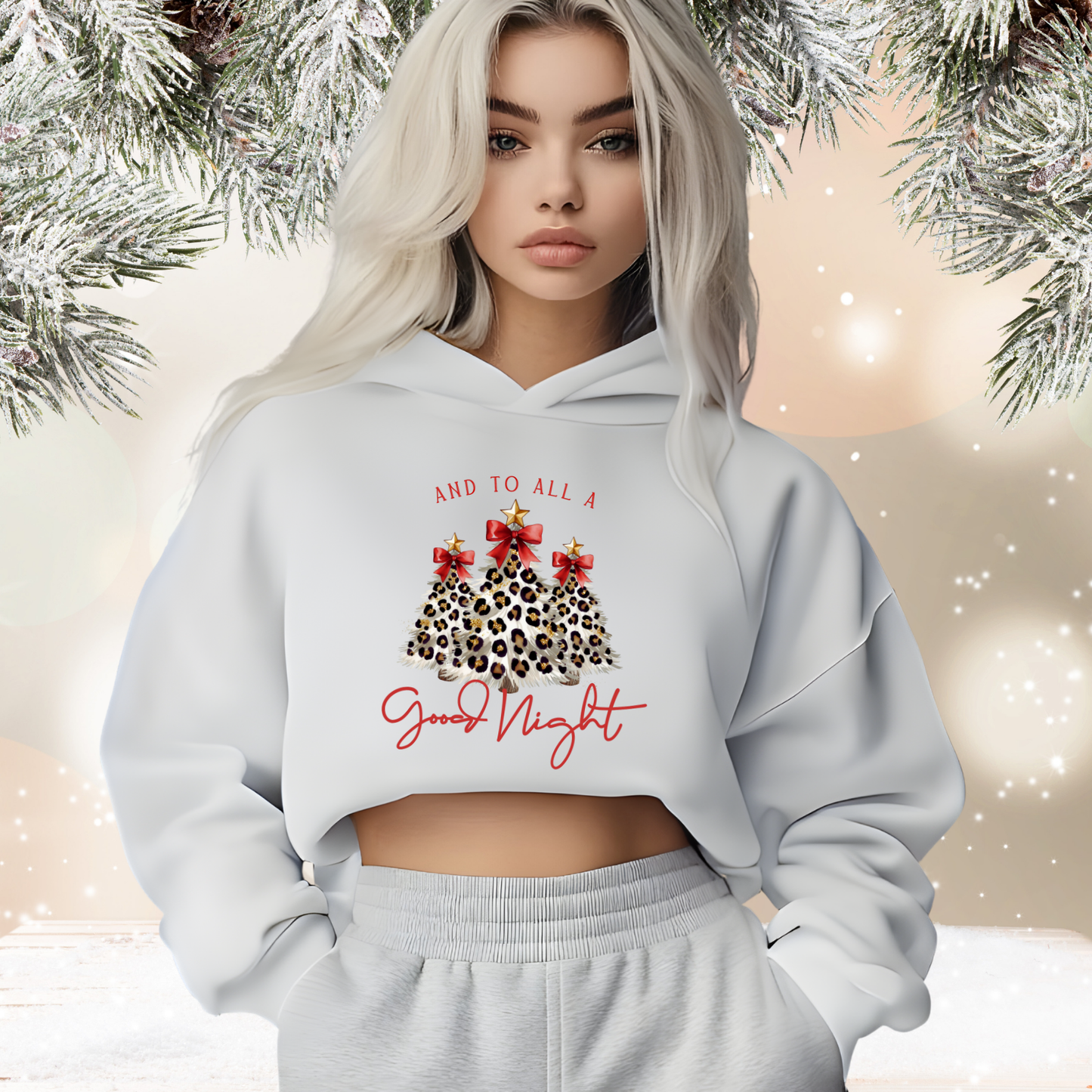 And To All A Good Night Crop Hoodie