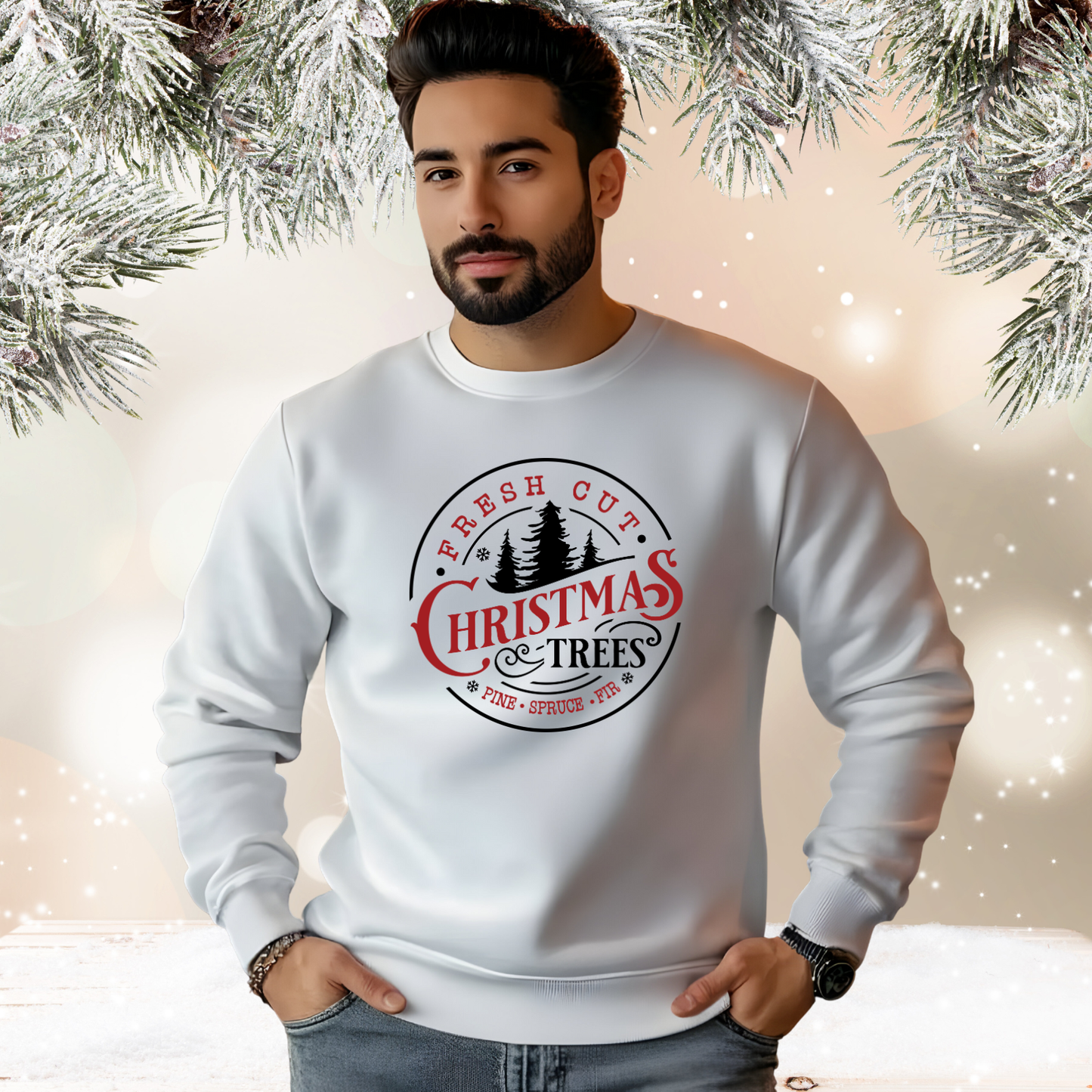 Fresh Cut Christmas Trees Crewneck Sweatshirt