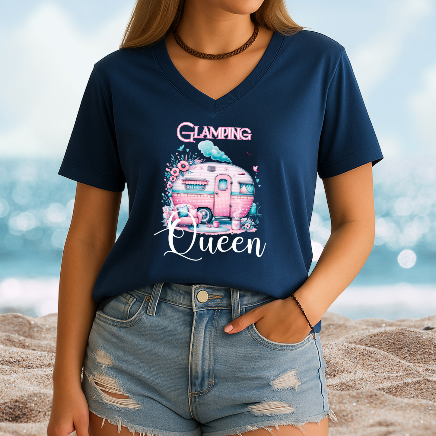 Glamping Queen V-Neck Tee