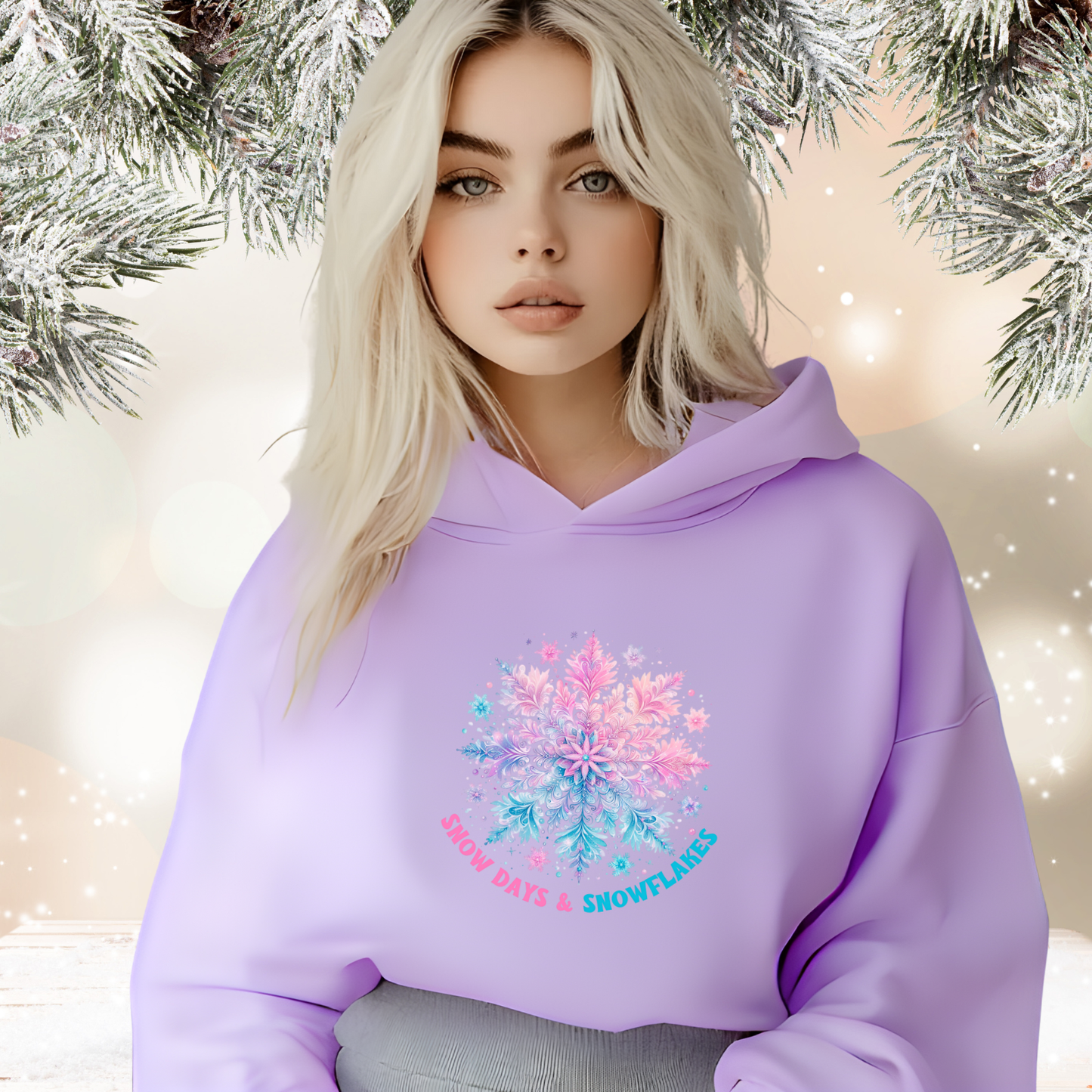 Snow Days & Snowflakes Crop Hoodie