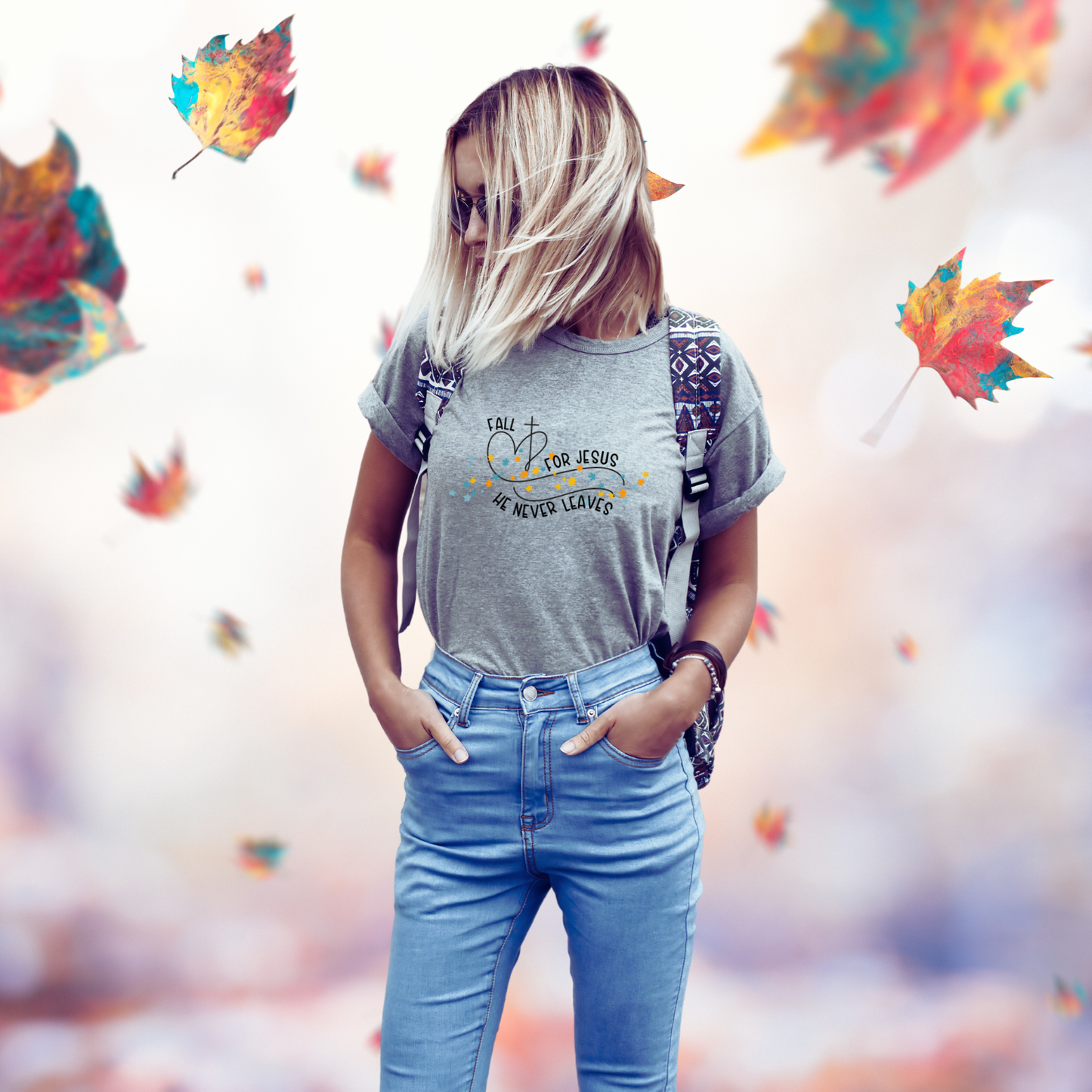 Fall for Jesus, He Never Leaves T-Shirt