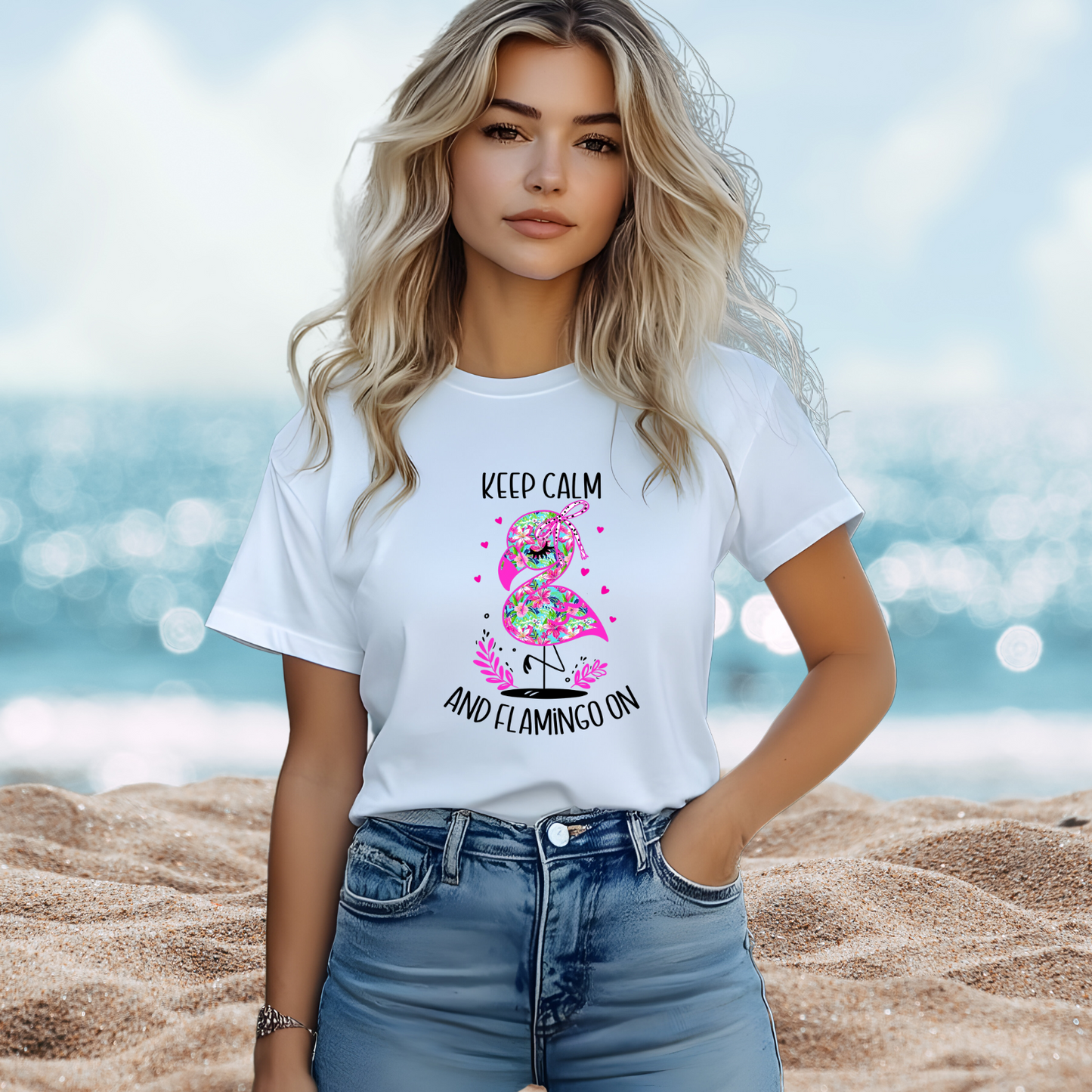Keep Calm And Flamingo On T-Shirt