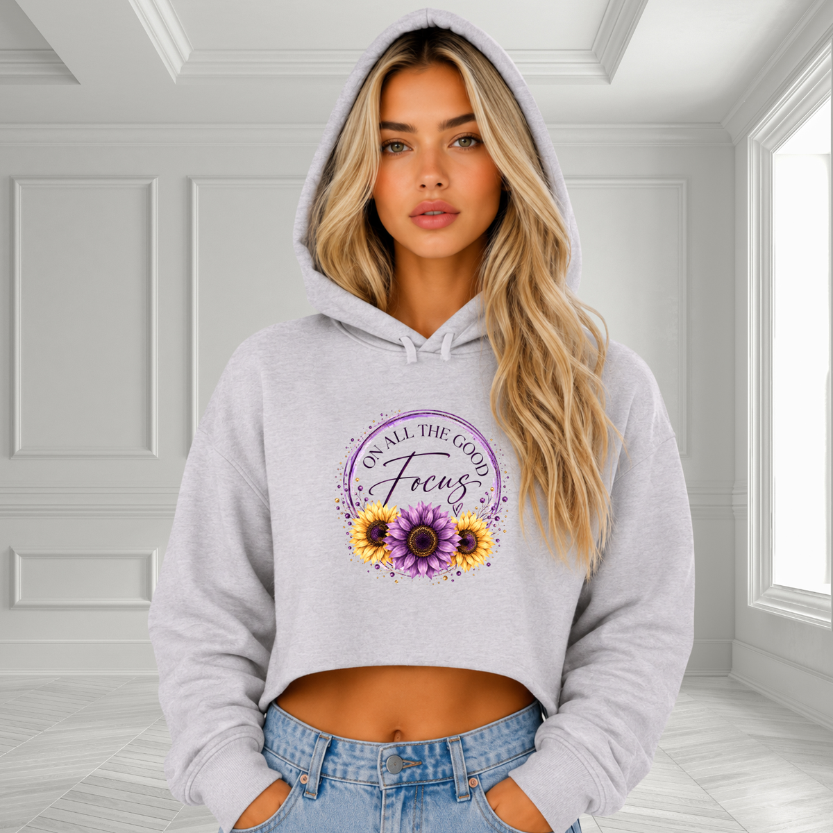 Focus On All The Good Crop Hoodie