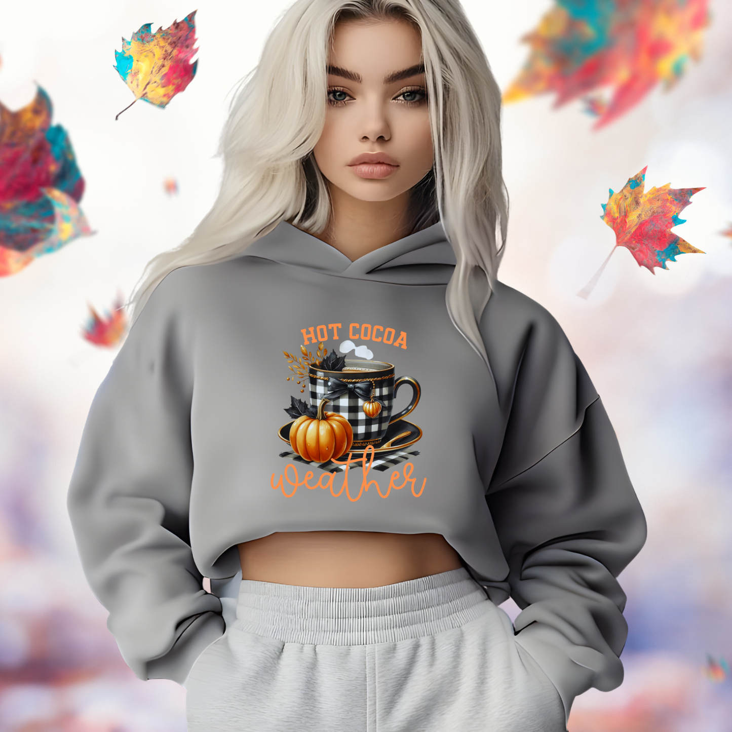 Hot Cocoa Weather Crop Hoodie
