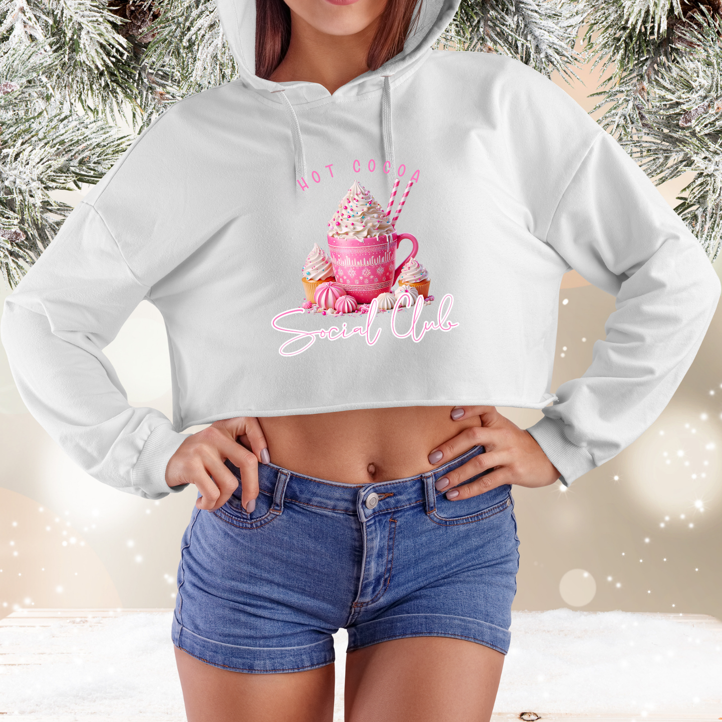 Hot Cocoa Social Club Crop Hoodie