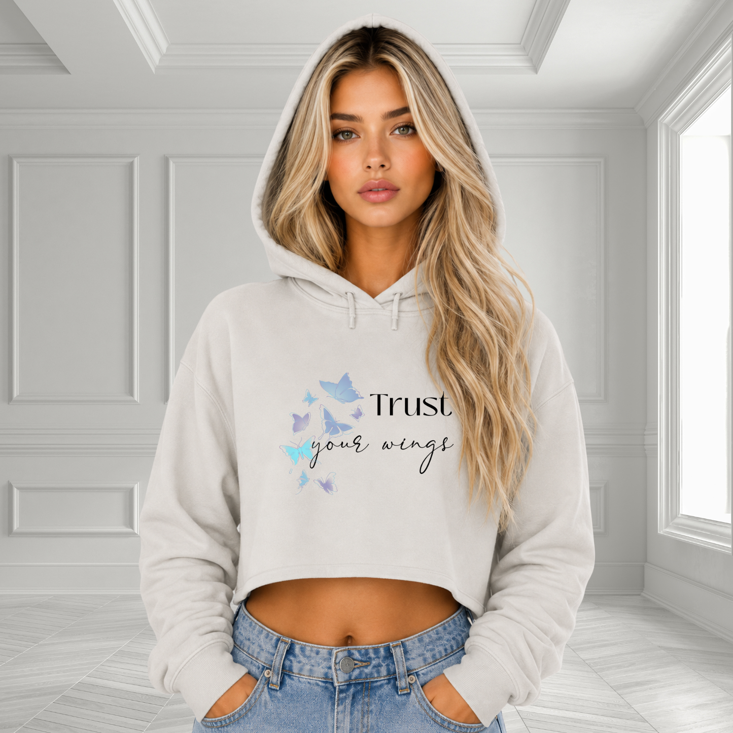 Trust Your Wings Crop Hoodie