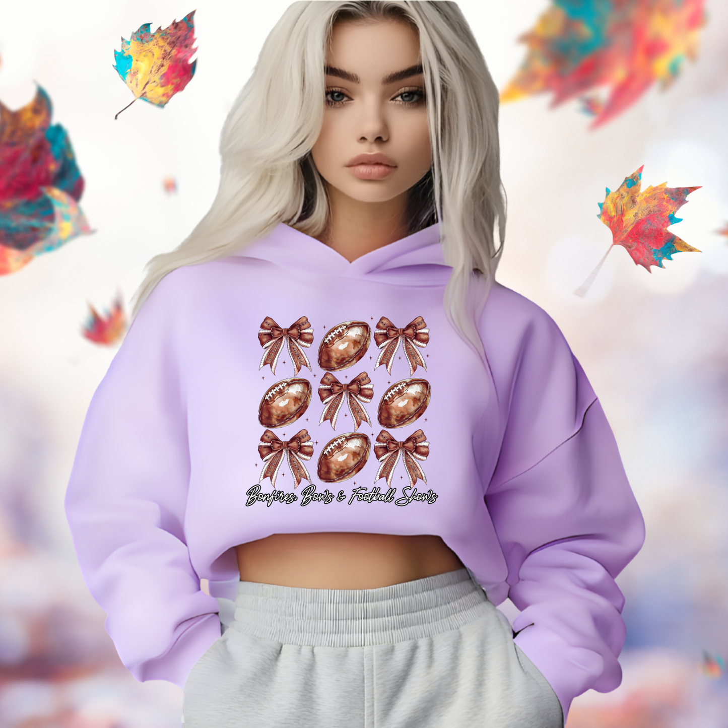 Bonfires, Bows, & Football Shows Crop Hoodie