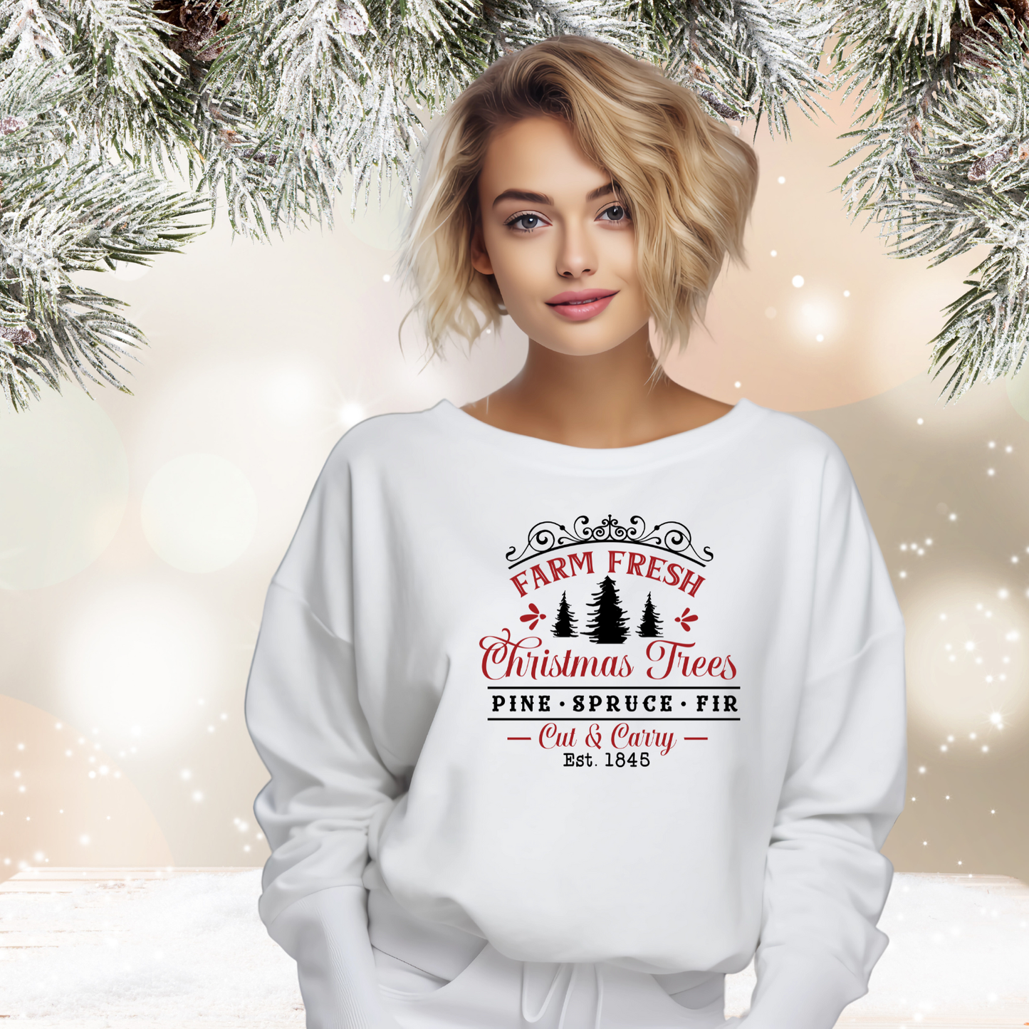Farm Fresh Christmas Trees Crewneck Sweatshirt