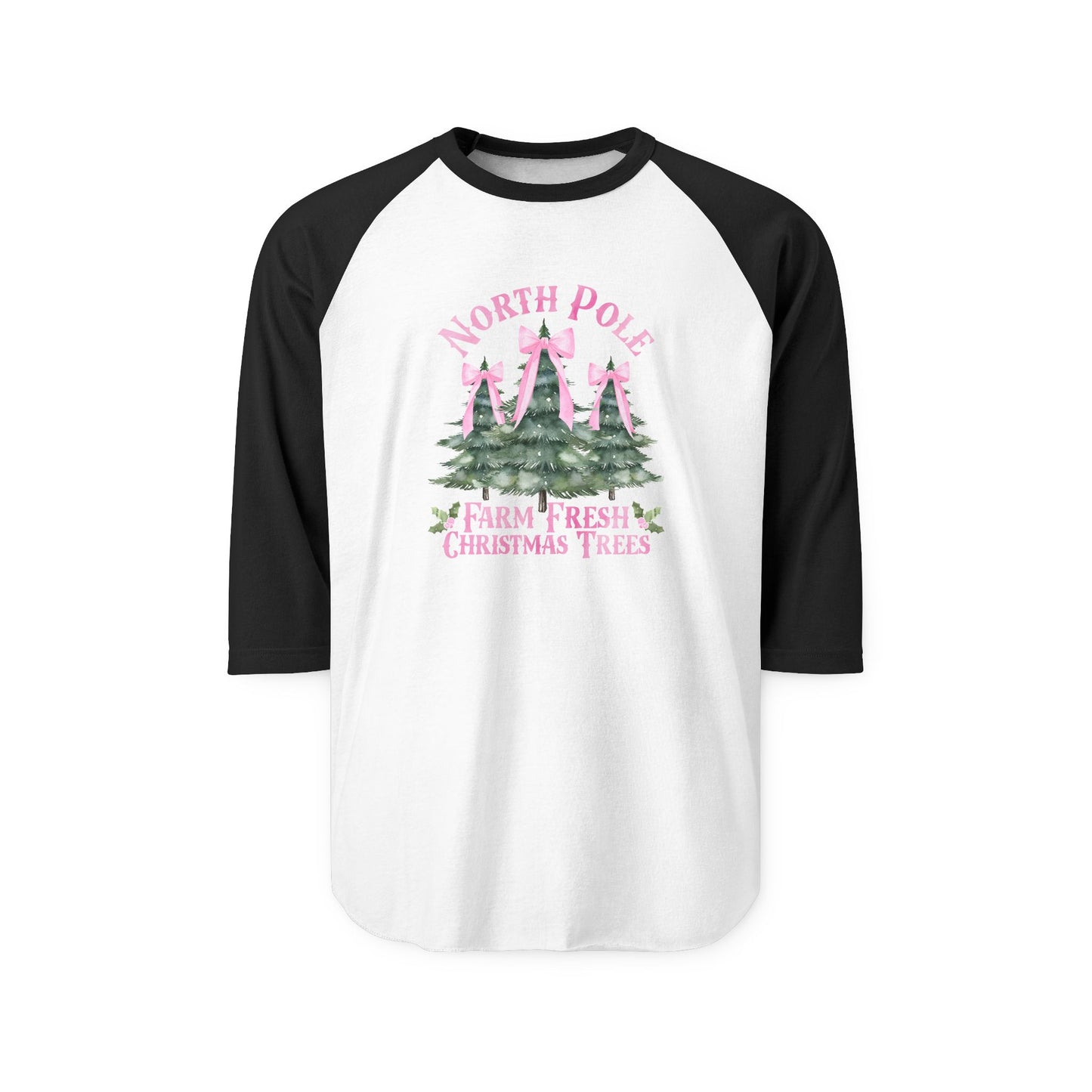 North Pole Christmas Trees Baseball Tee