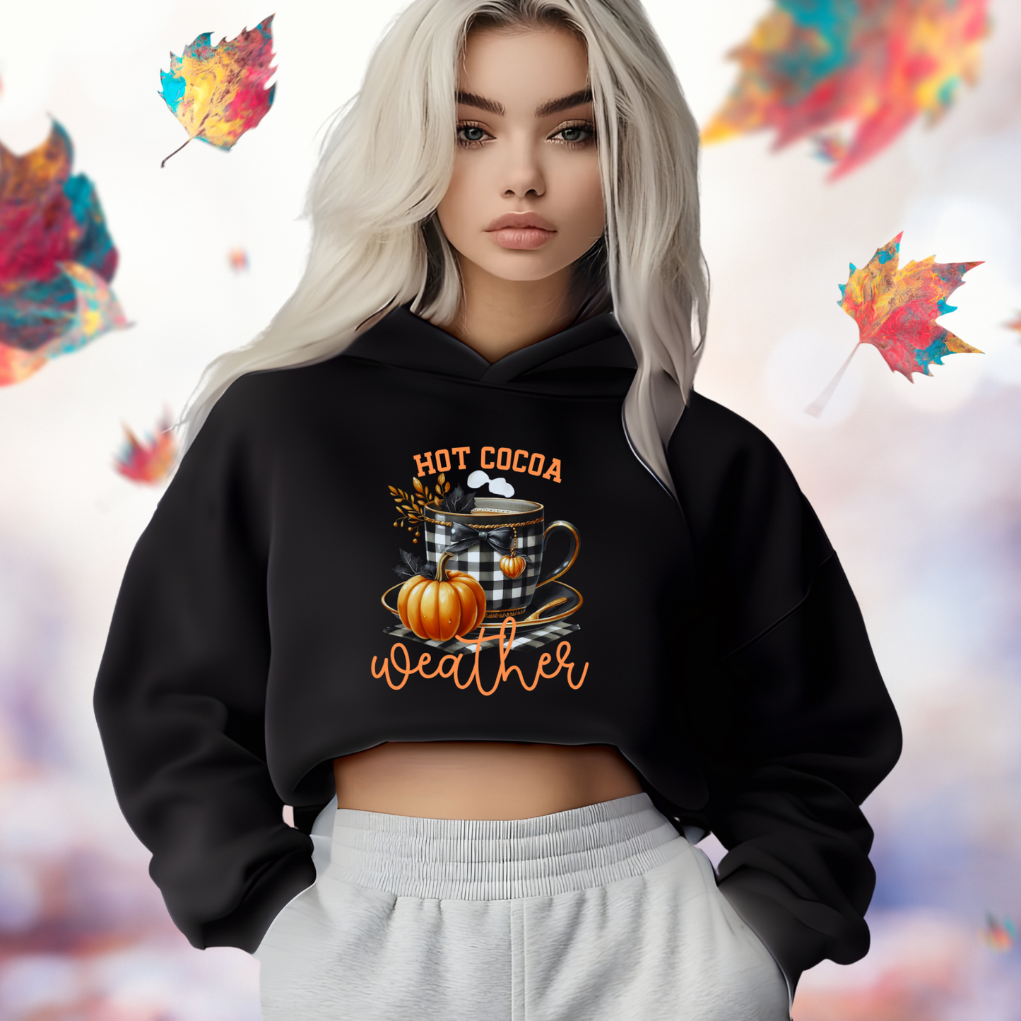 Hot Cocoa Weather Crop Hoodie