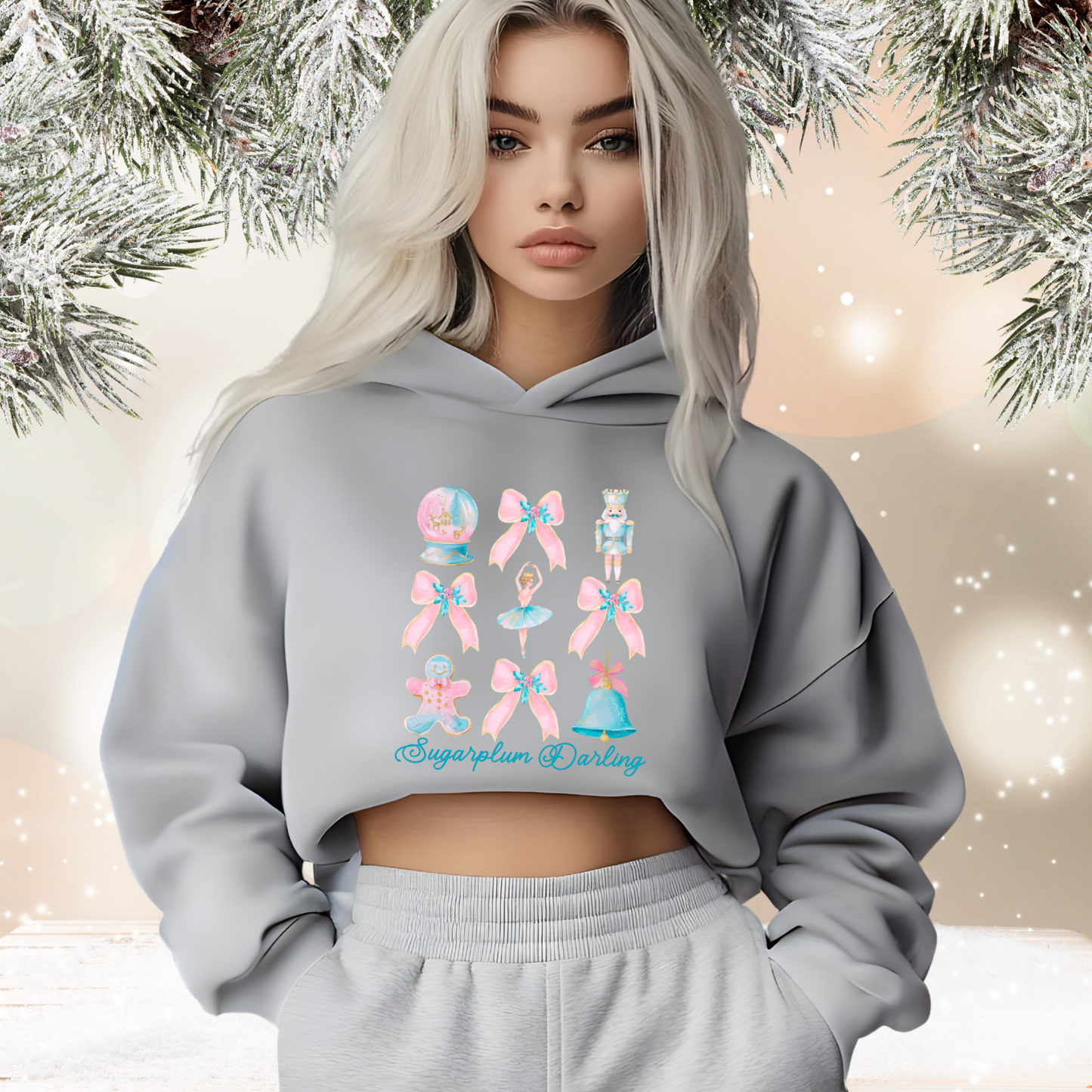 Sugarplum Darling Crop Hoodie