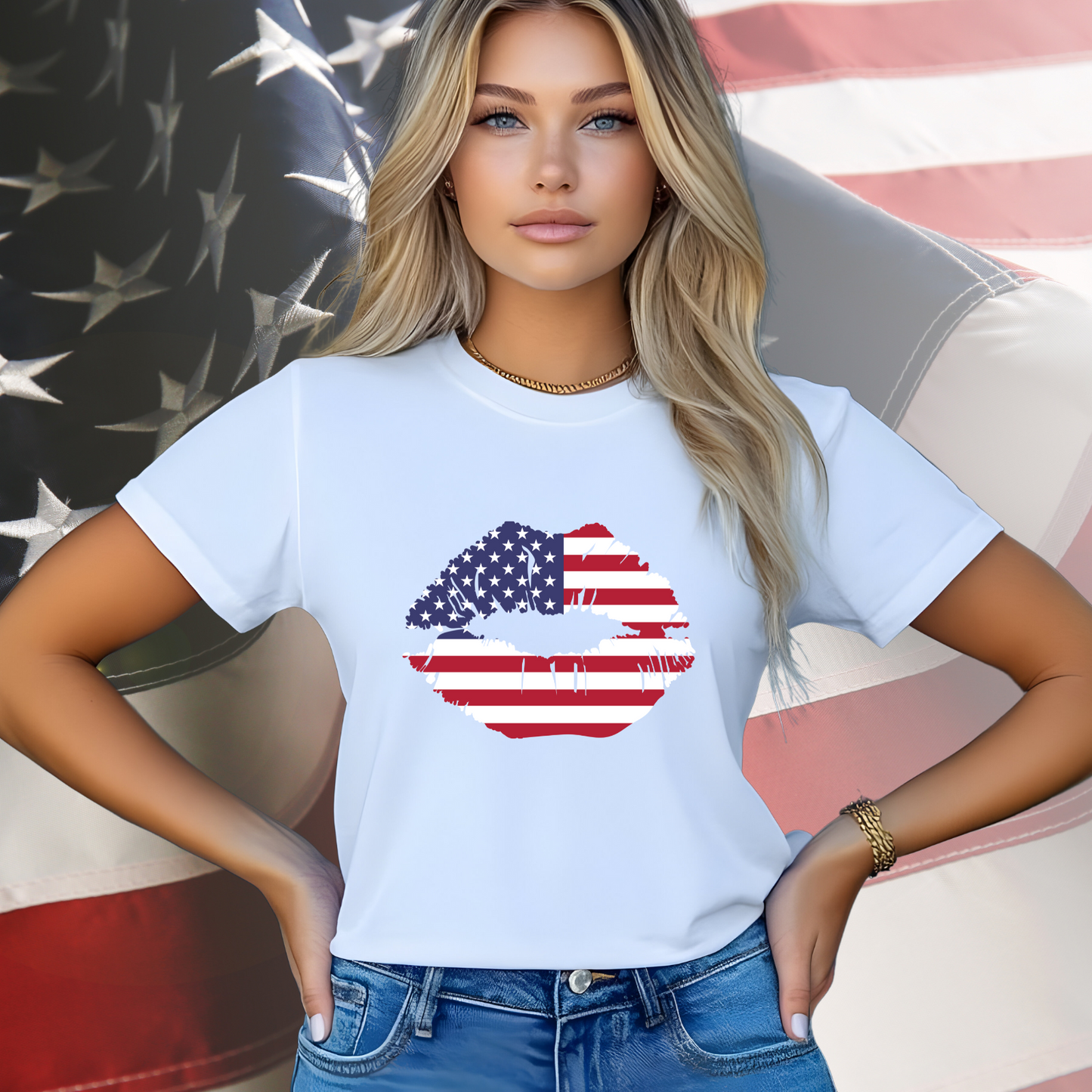 American Flag Lips T-Shirt