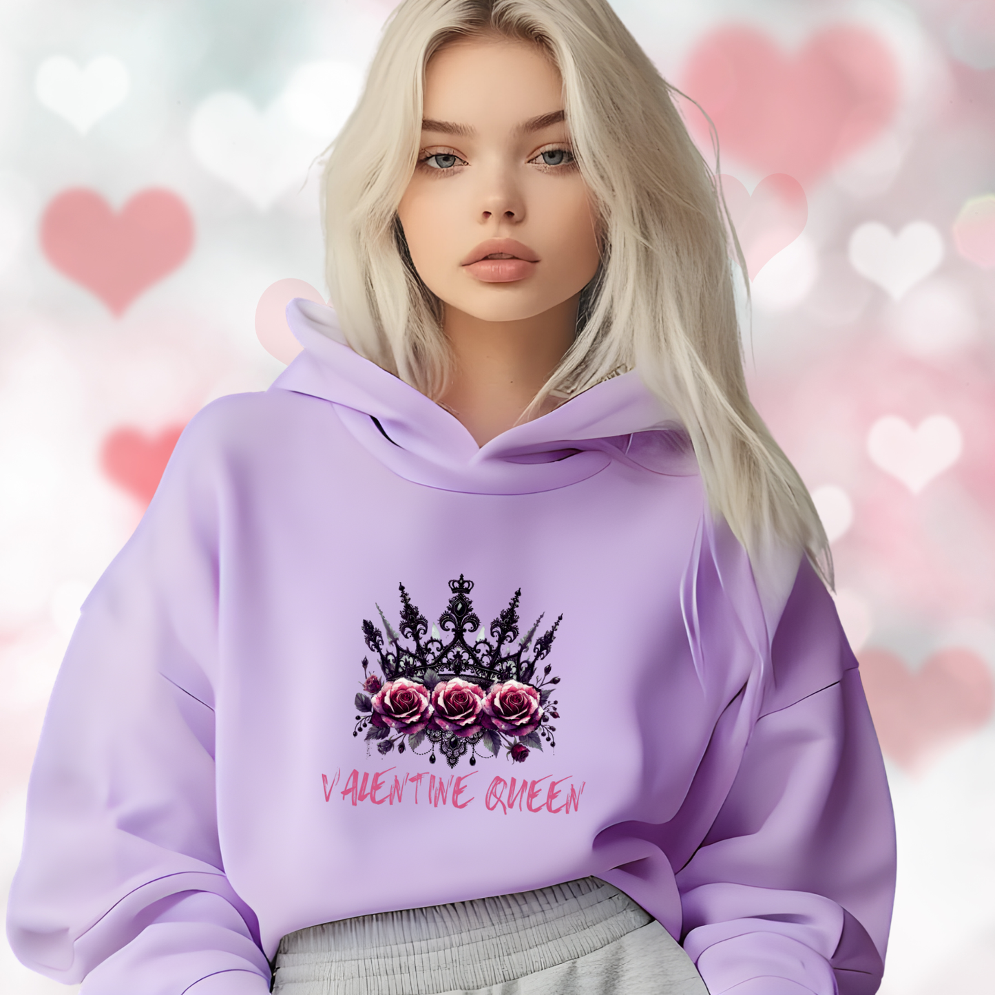 Valentine Queen Crop Hoodie