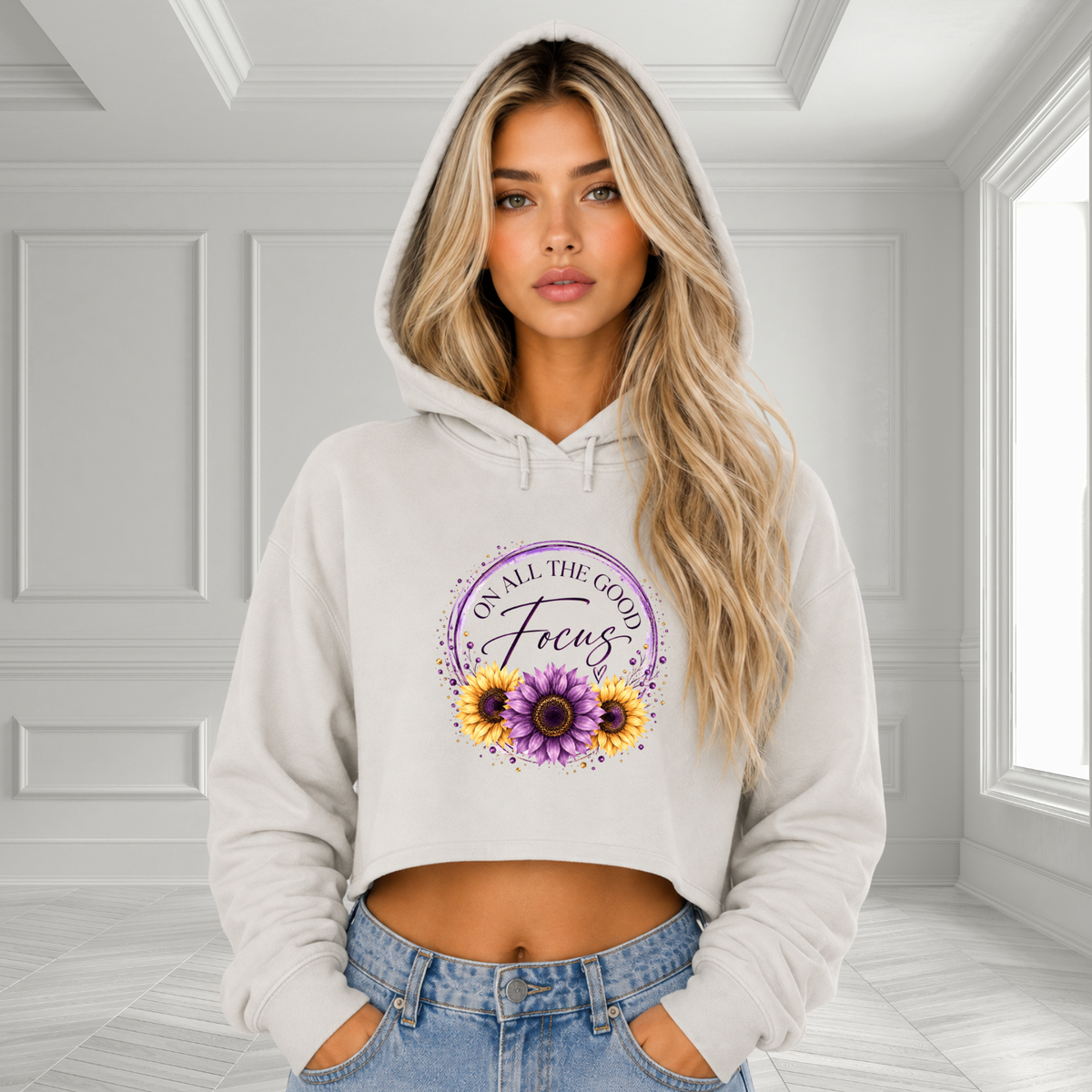 Focus On All The Good Crop Hoodie