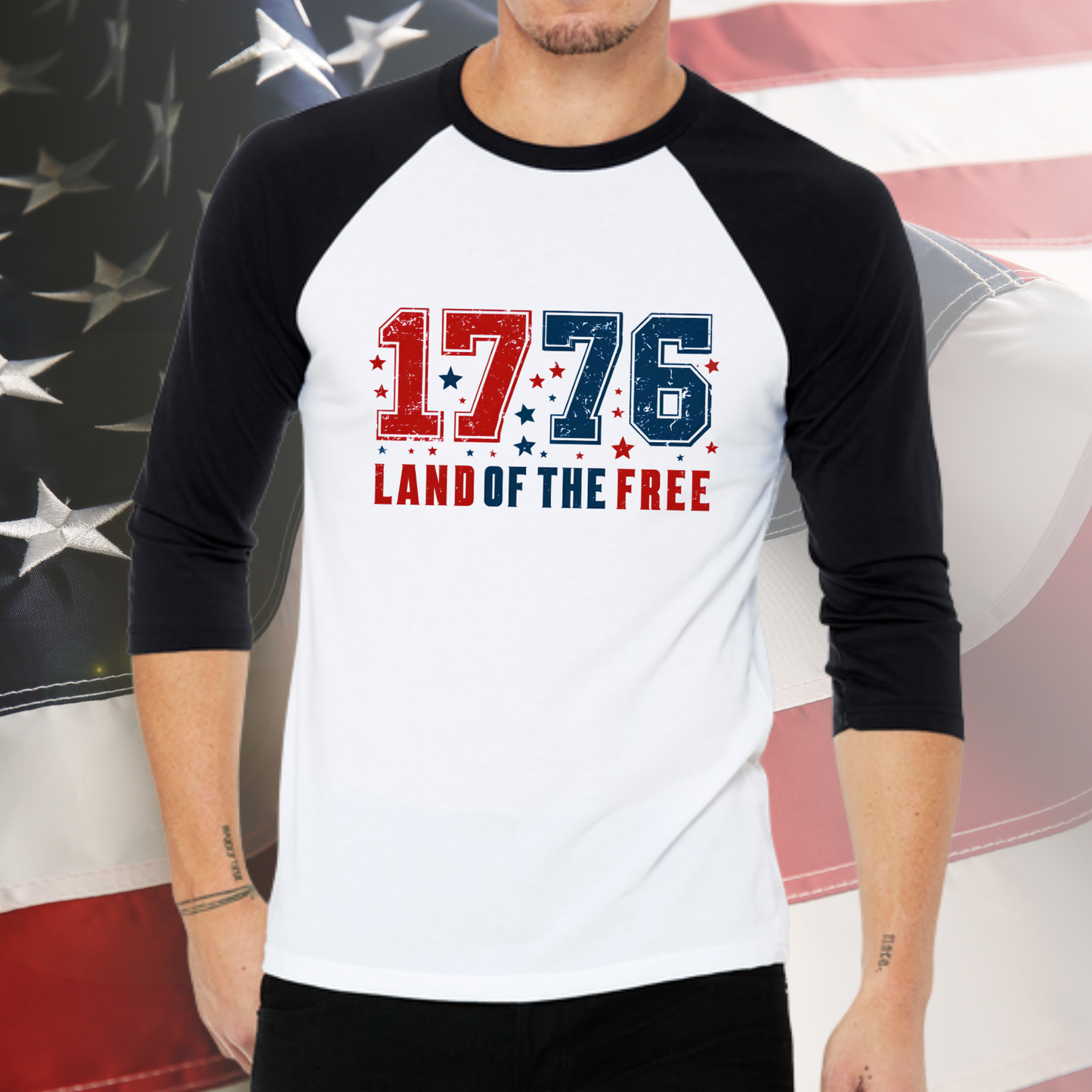 Land of The Free Baseball Tee