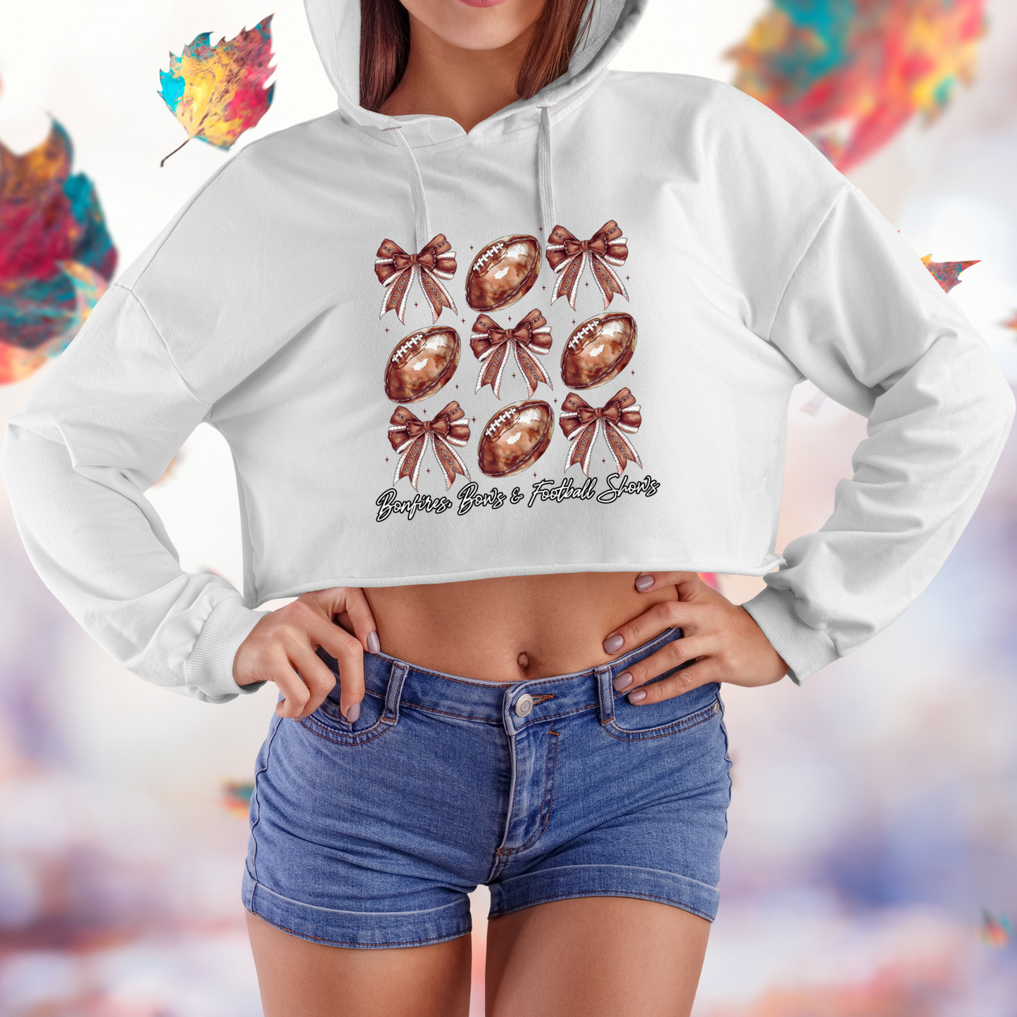Bonfires, Bows, & Football Shows Crop Hoodie