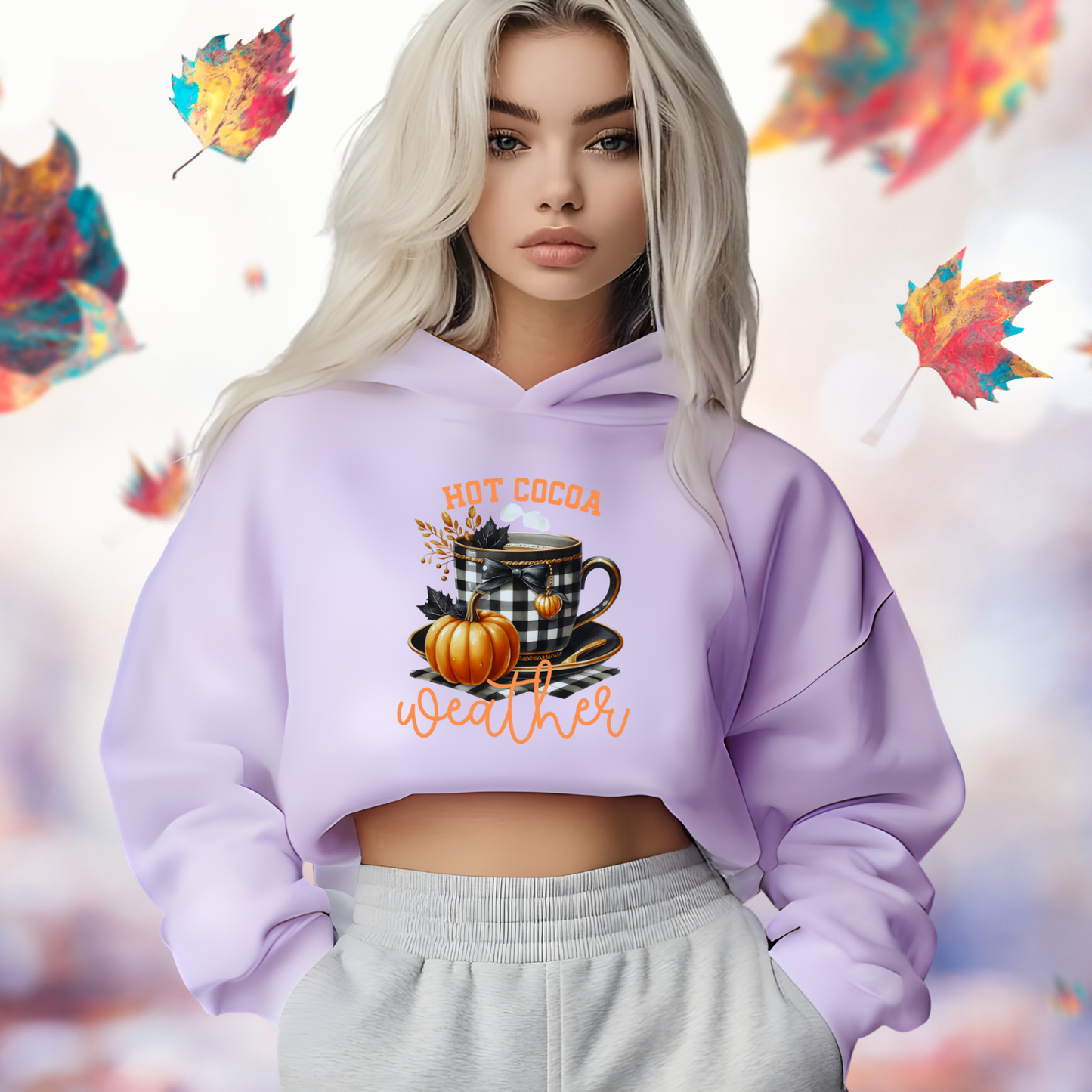 Hot Cocoa Weather Crop Hoodie