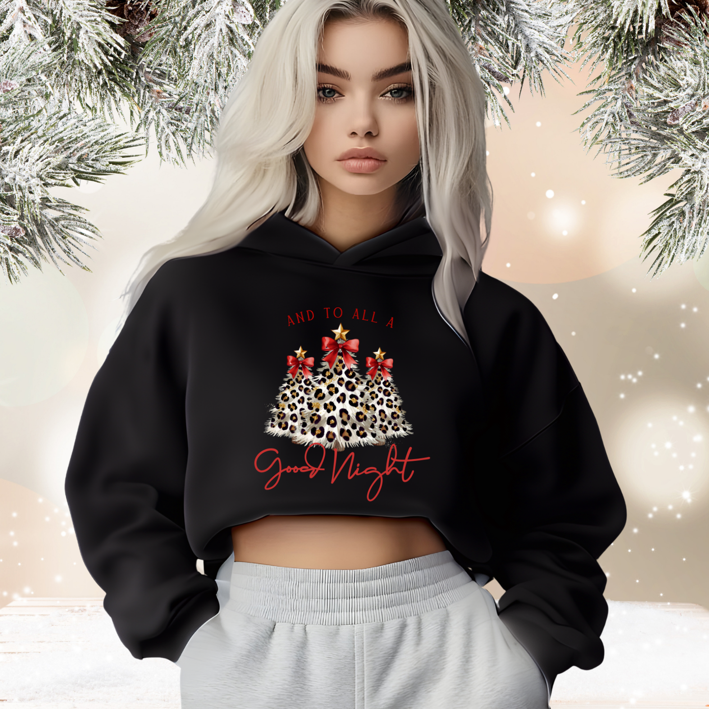 And To All A Good Night Crop Hoodie
