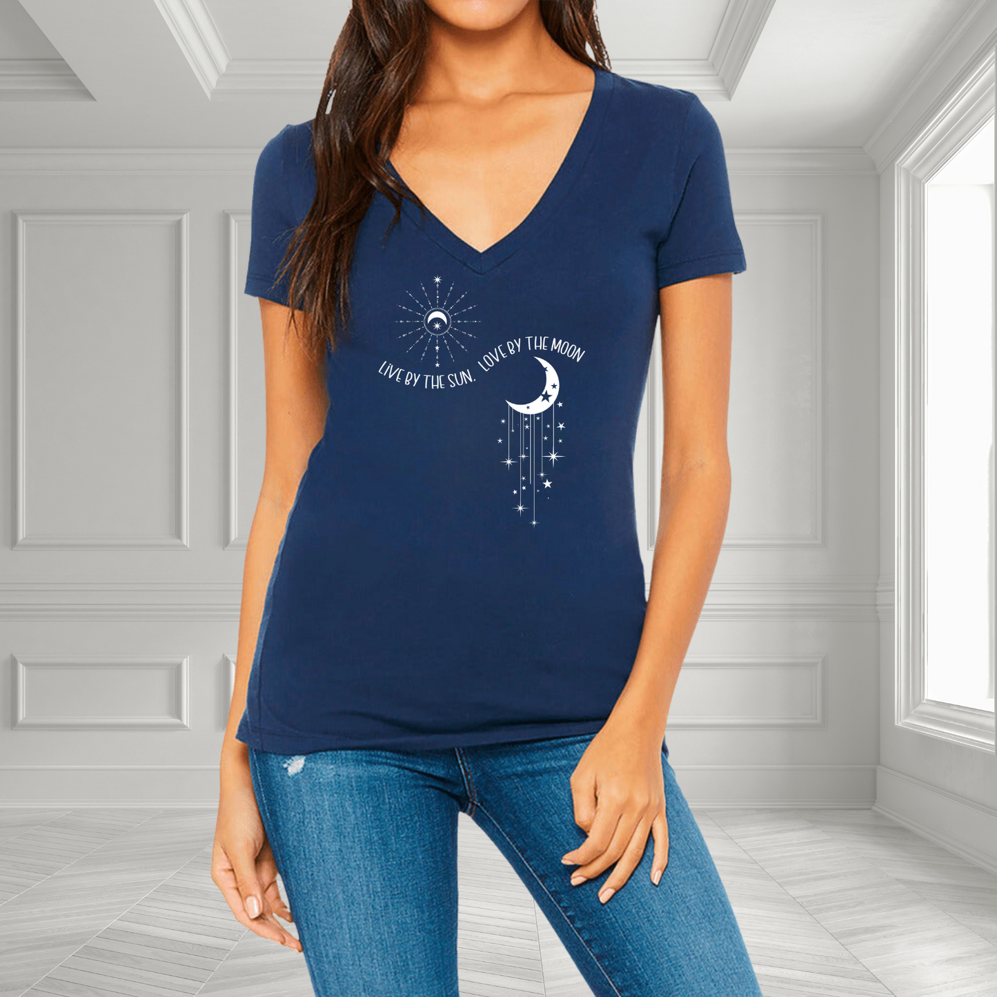 Live By The Sun, Love By The Moon V-Neck T-Shirt