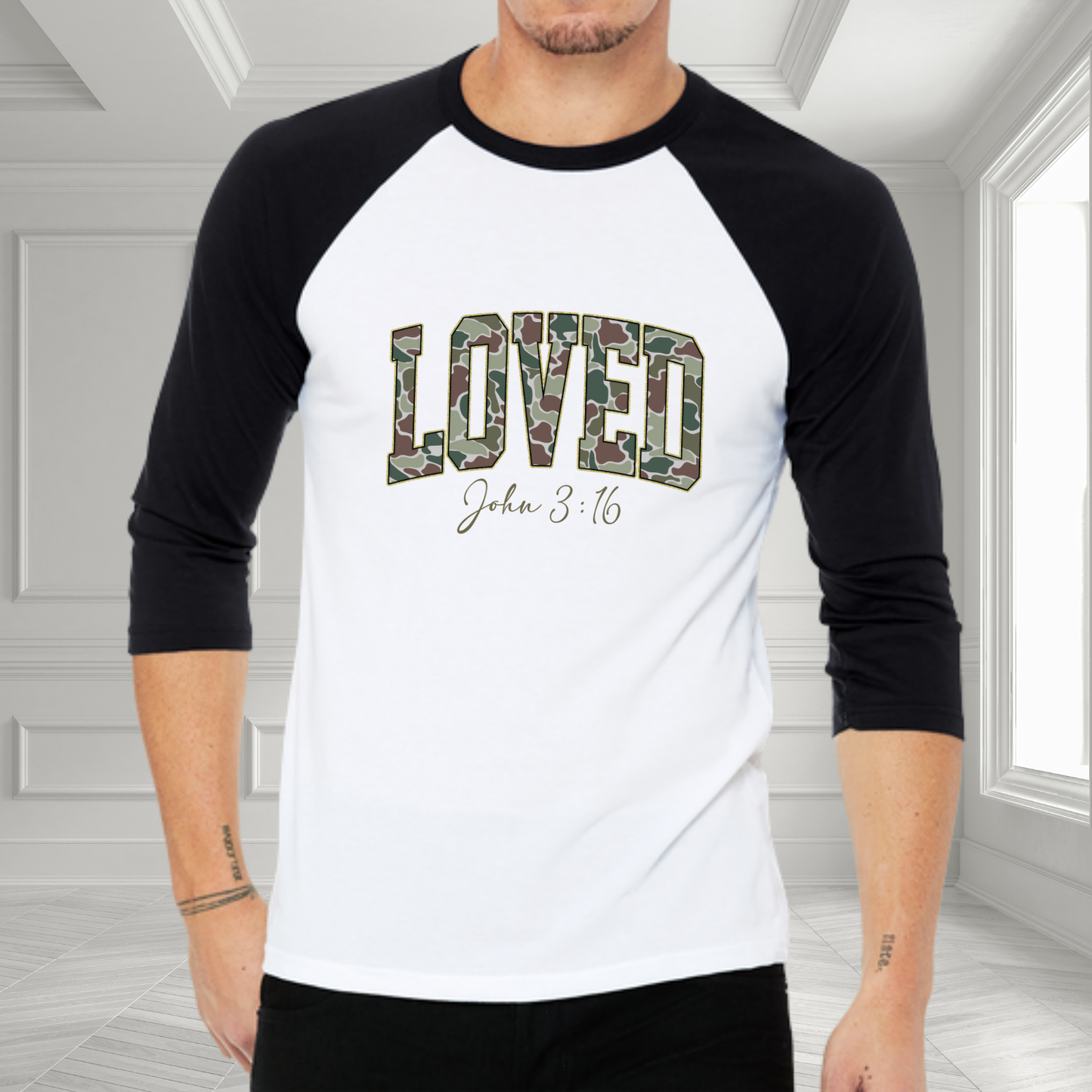 Loved John 3:16 Baseball Tee
