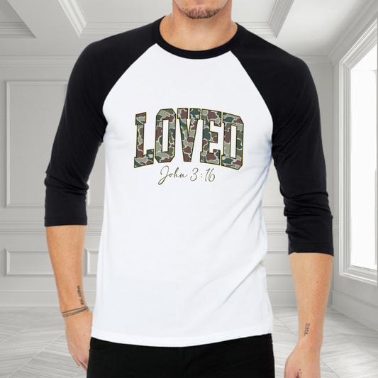 Loved John 3:16 Baseball Tee