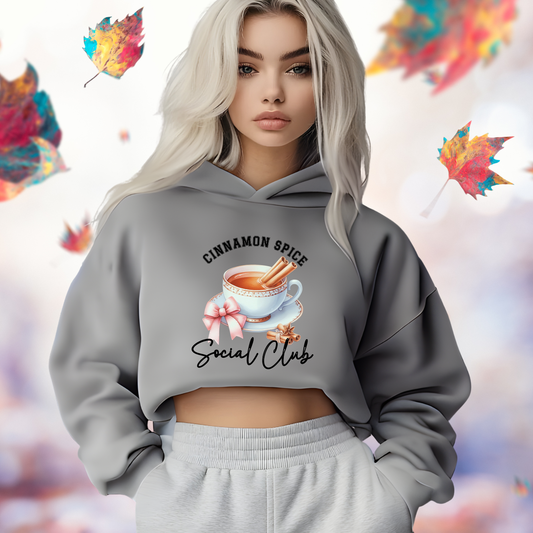 Cinnamon Spice Social Club Crop Hoodie