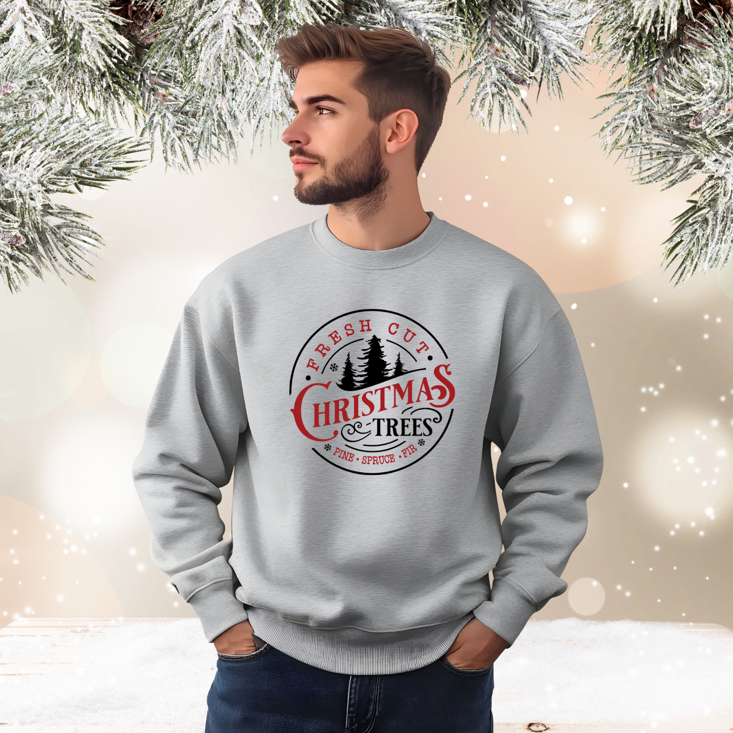Fresh Cut Christmas Trees Crewneck Sweatshirt