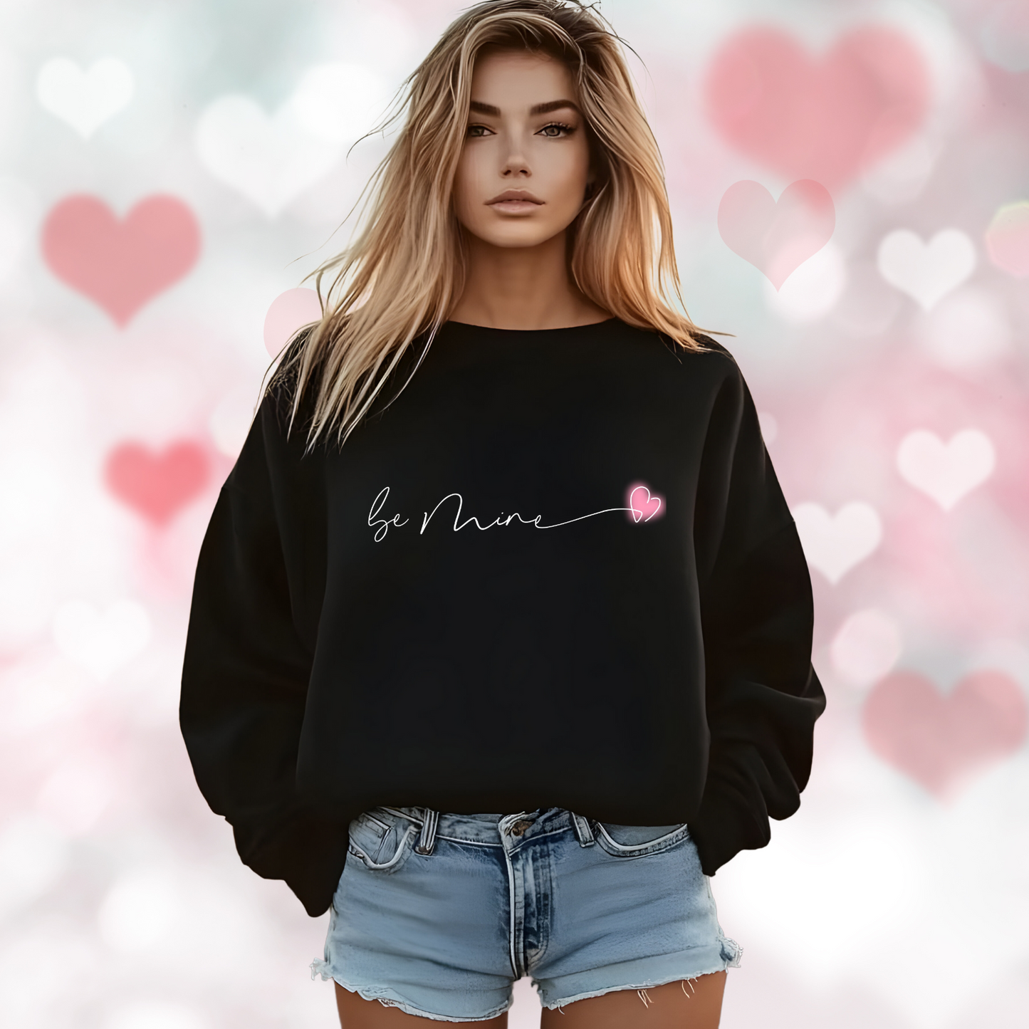 Be Mine Pink Heart Crewneck Sweatshirt