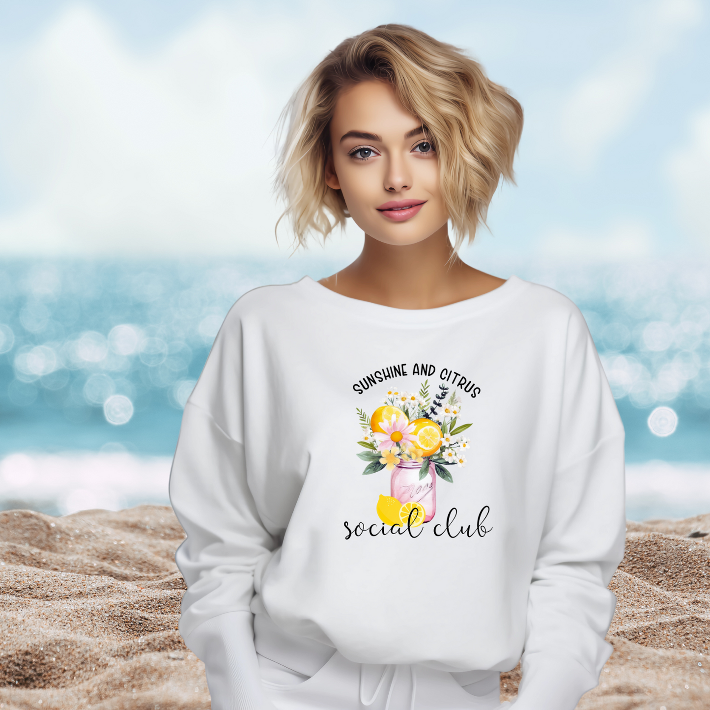 Sunshine And Citrus Social Club Crewneck Sweatshirt