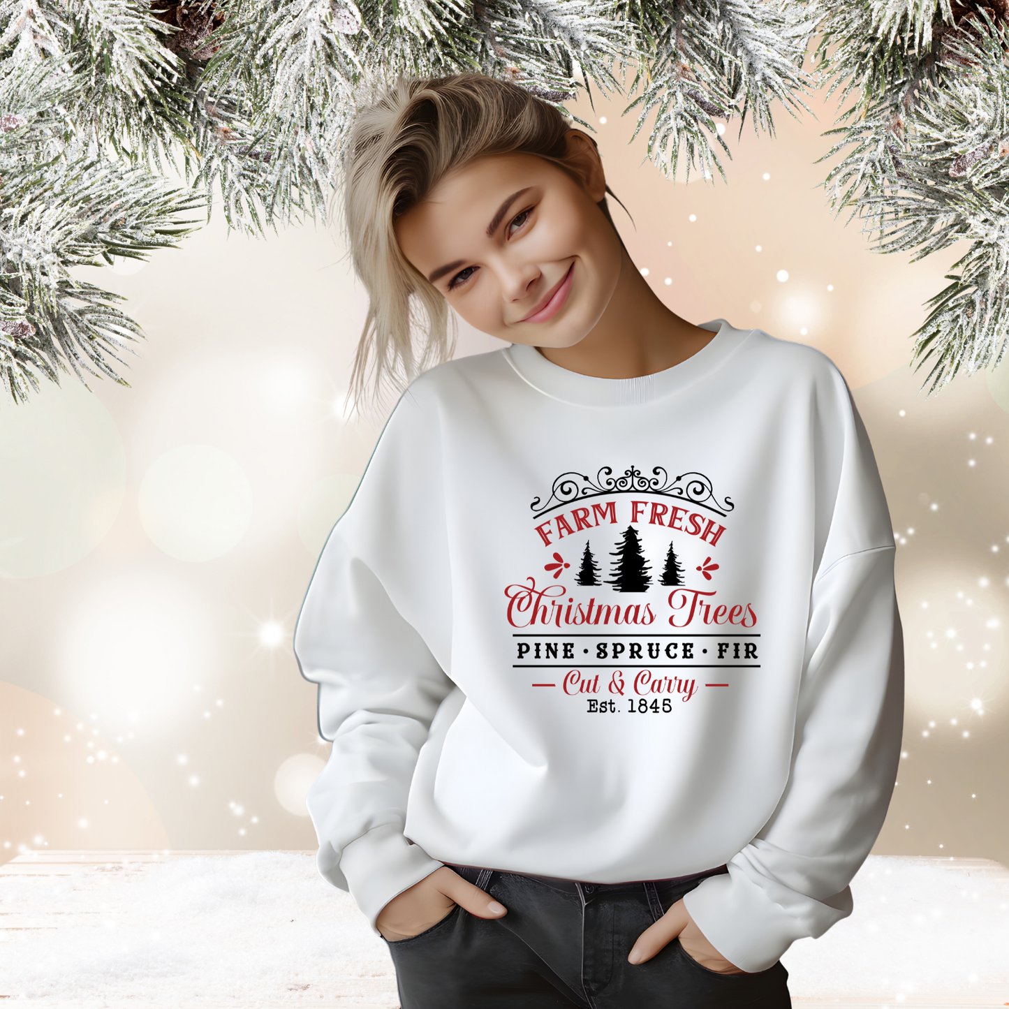 Farm Fresh Christmas Trees Crewneck Sweatshirt