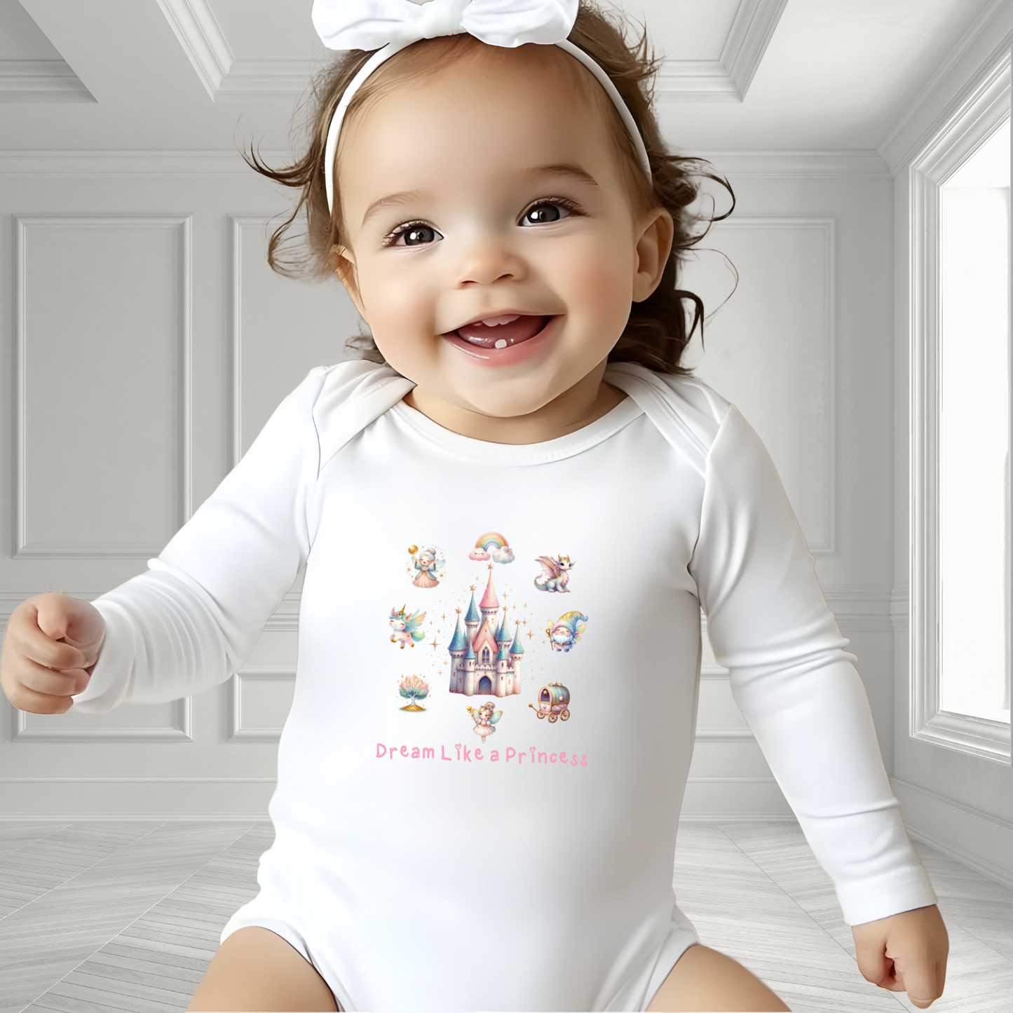 Dream Like A Princess Infant Long Sleeve Onesie