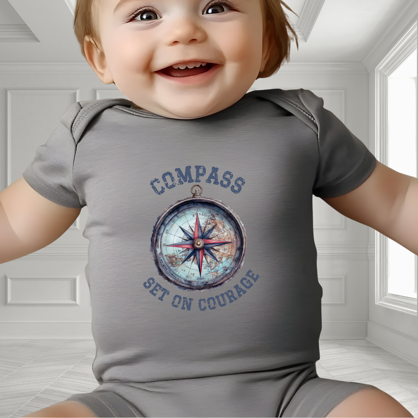 Compass Set On Courage Infant Short Sleeve Onesie