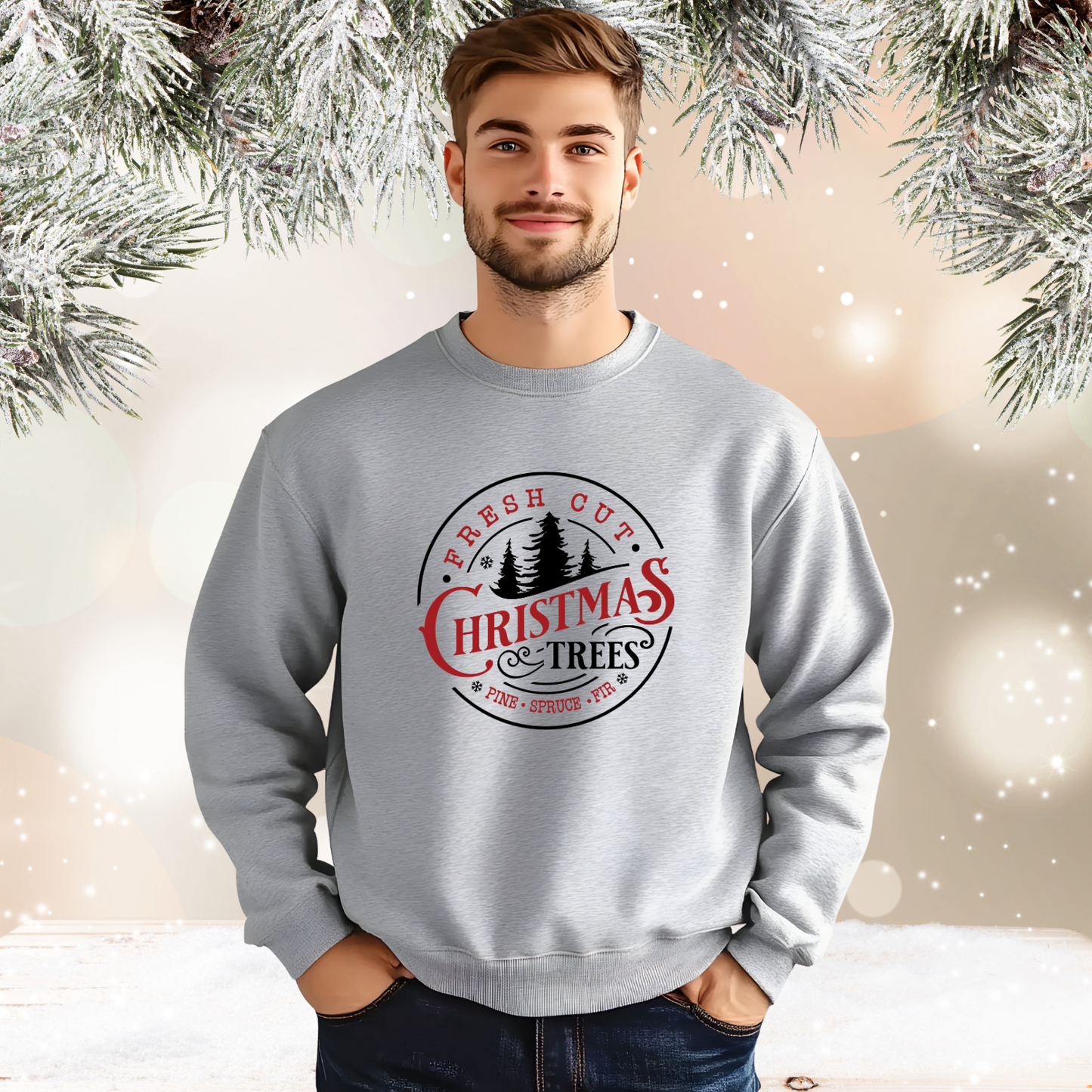 Fresh Cut Christmas Trees Crewneck Sweatshirt