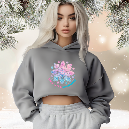 Snow Days & Snowflakes Crop Hoodie